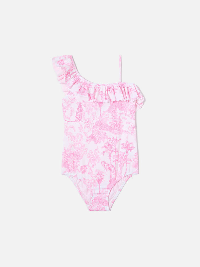 Carin One-Piece Swimsuit With Pink Toile De Jouy Print One Piece