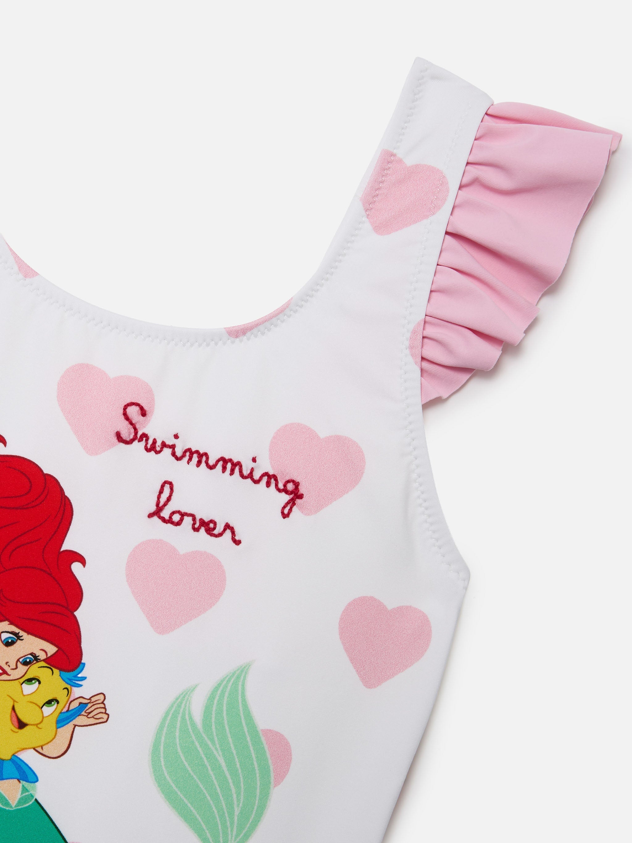 Carol One-Piece Swimsuit With Ariel And Heart Print | Special Edition White One Piece