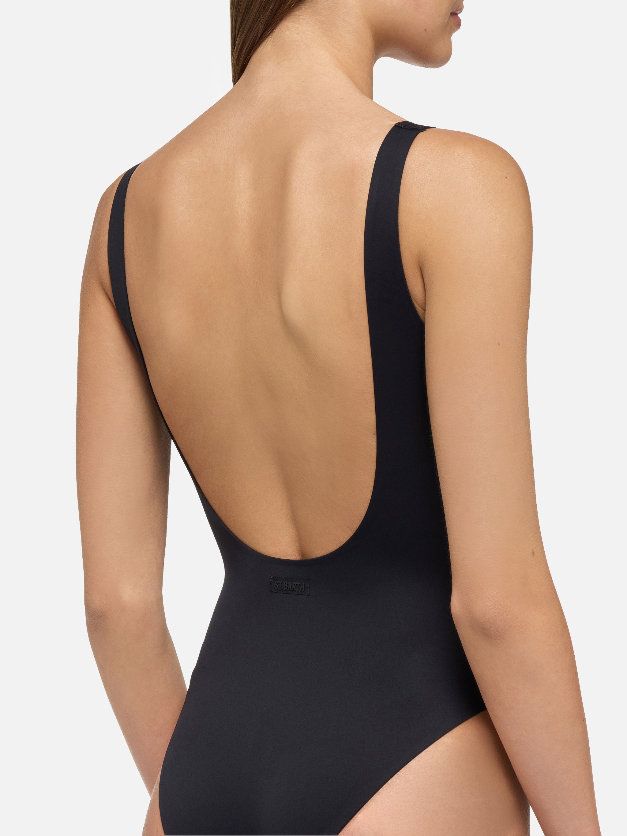Cassandra Square Neck One-Piece Swimsuit Black One Piece