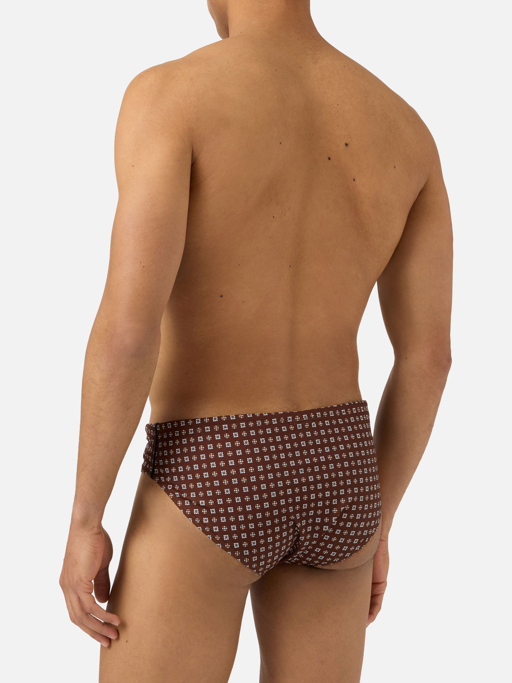 Cayo Brown Solid Swim Briefs With Geometric Print Brief / Slip