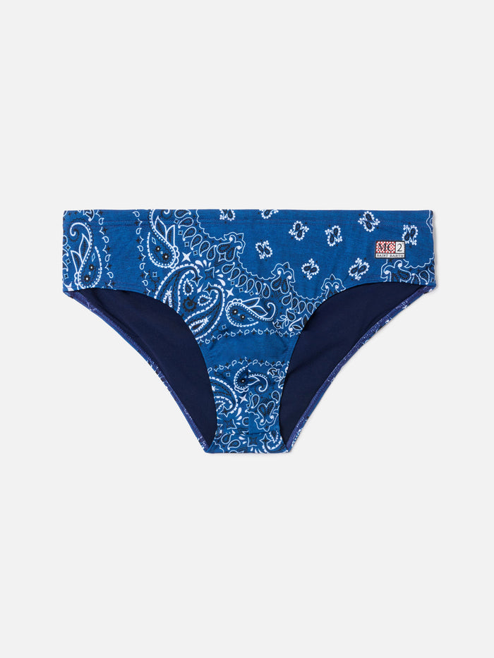 Cayo Navy Bandanna Print Swim Briefs Blue Brief / Slip