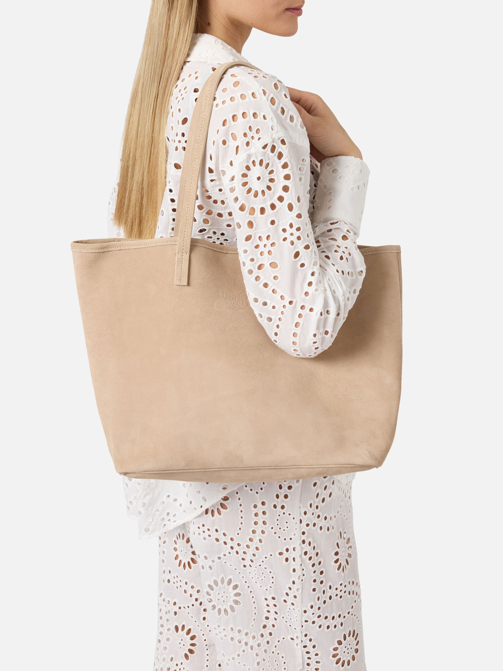 Beige Suede City Regular Bag Brown