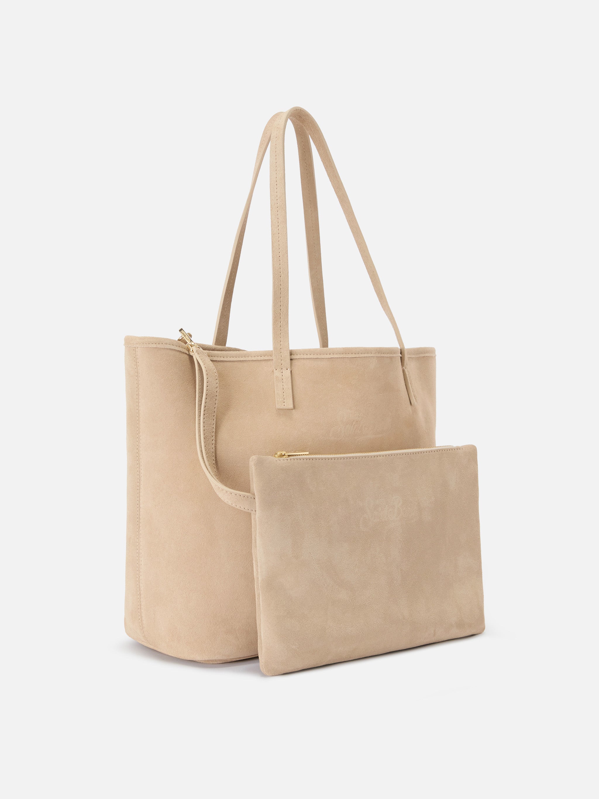 Beige Suede City Regular Bag Brown