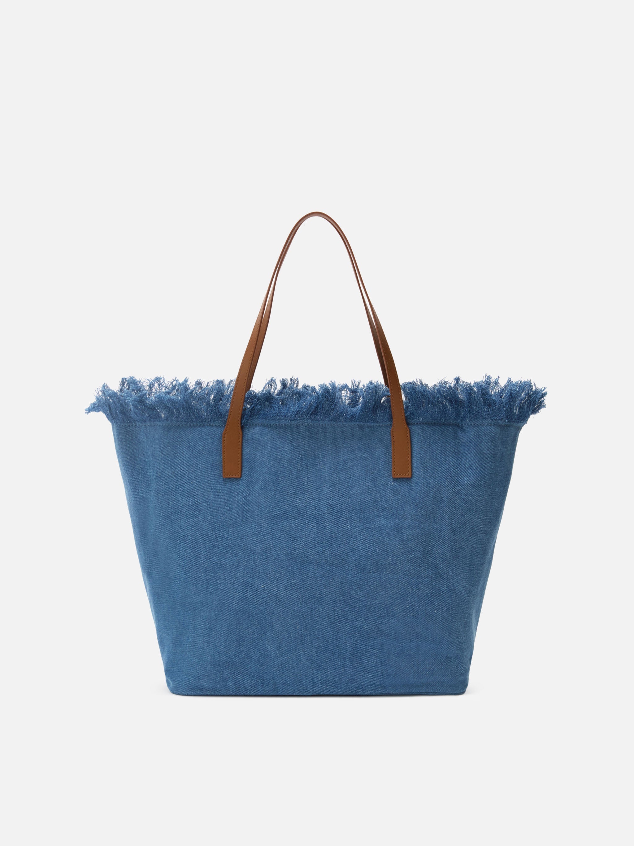 City Regular Bag Denim Fabric With Fringes Blue