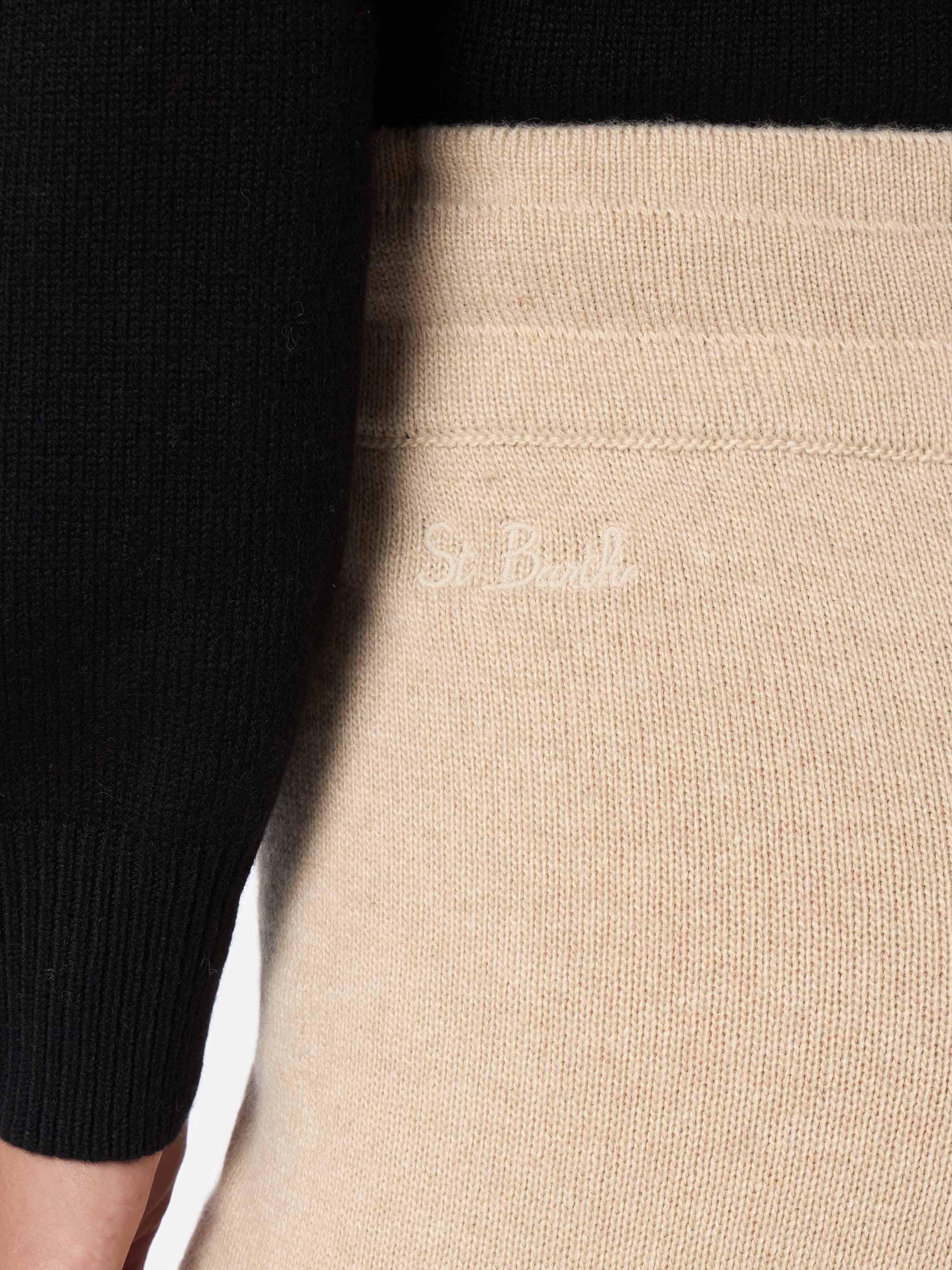 Cambon Beige Cashmere Blend Knit Pants Brown