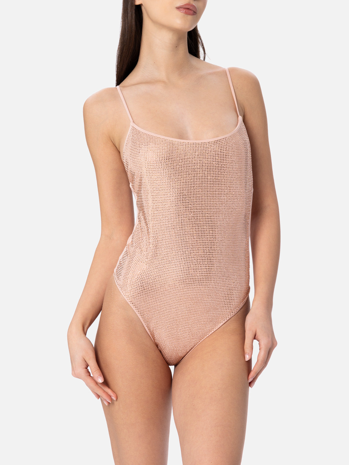 Rose Gold Rhinestones Cecille One-Piece Swimsuit Pink One Piece