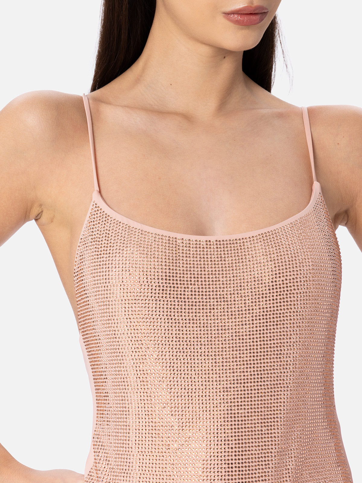 Rose Gold Rhinestones Cecille One-Piece Swimsuit Pink One Piece
