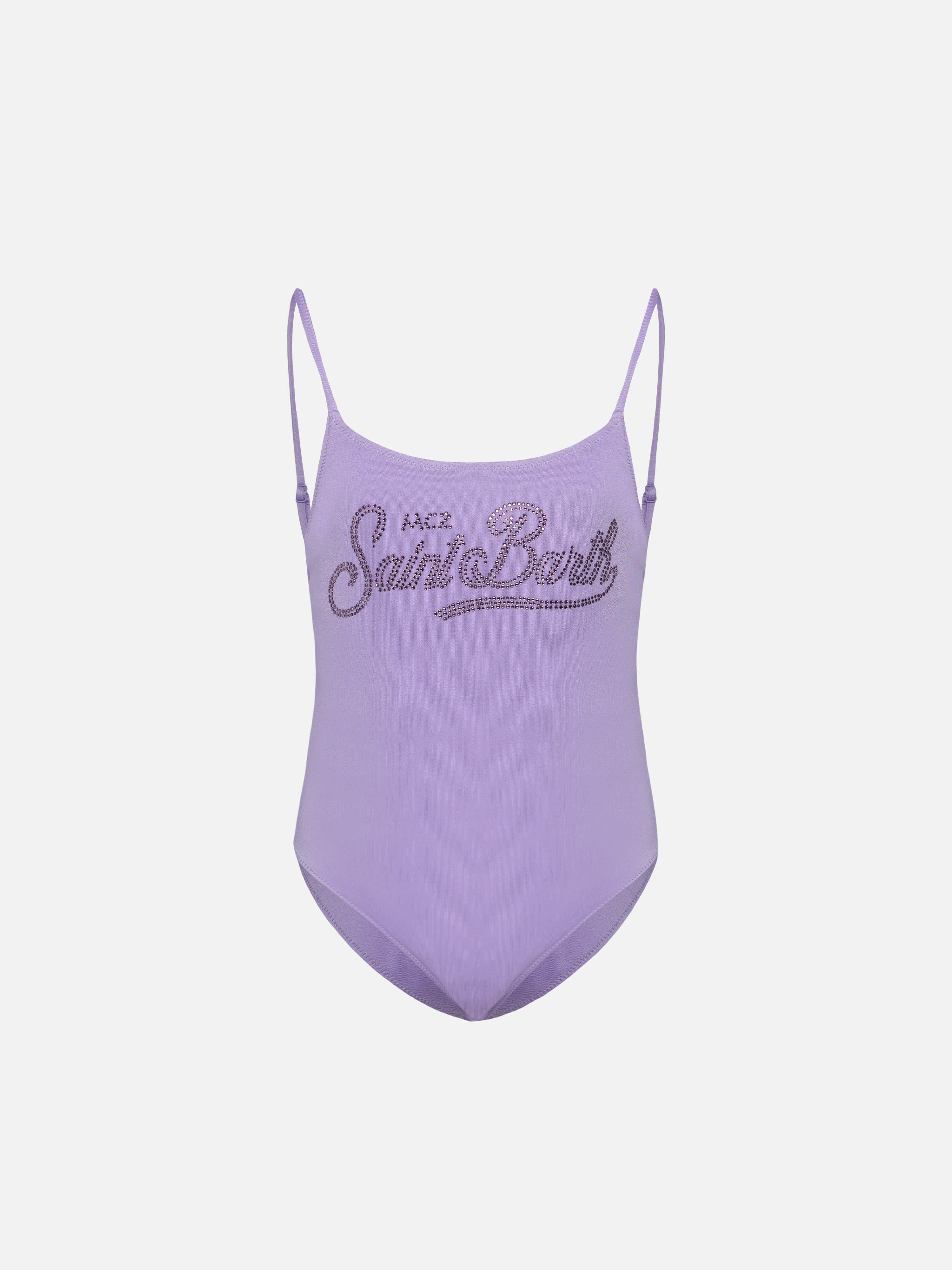 Cecille Jr One-Piece Shiny Swimsuit With Rhinestone Logo __single__ One Piece