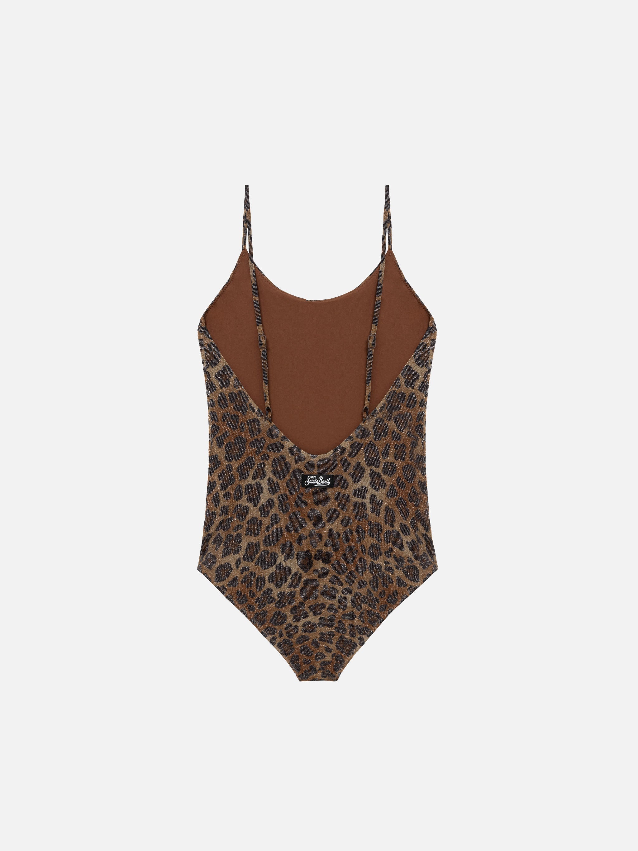 Cecille Jr One-Piece Lurex Swimsuit With Animalier Print Brown One Piece