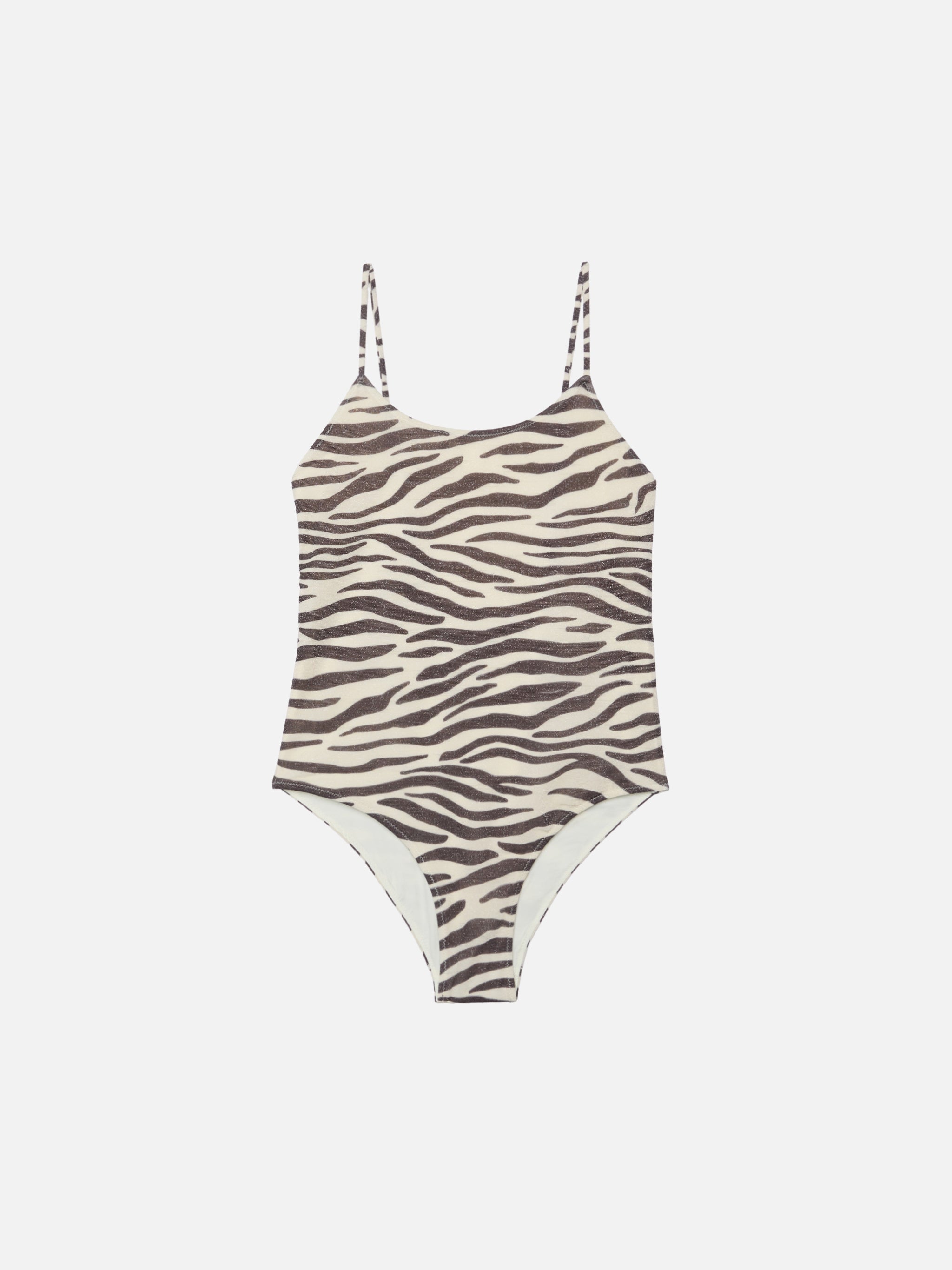 Cecille Jr One-Piece Lurex Swimsuit With Zebra Print White One Piece