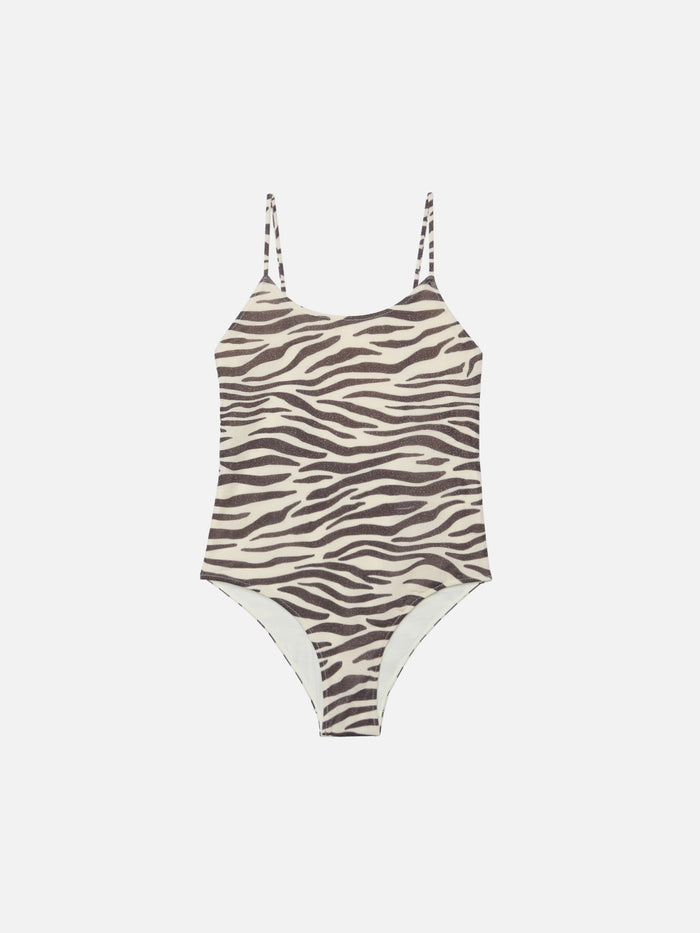 Cecille Jr One-Piece Lurex Swimsuit With Zebra Print __single__ One Piece