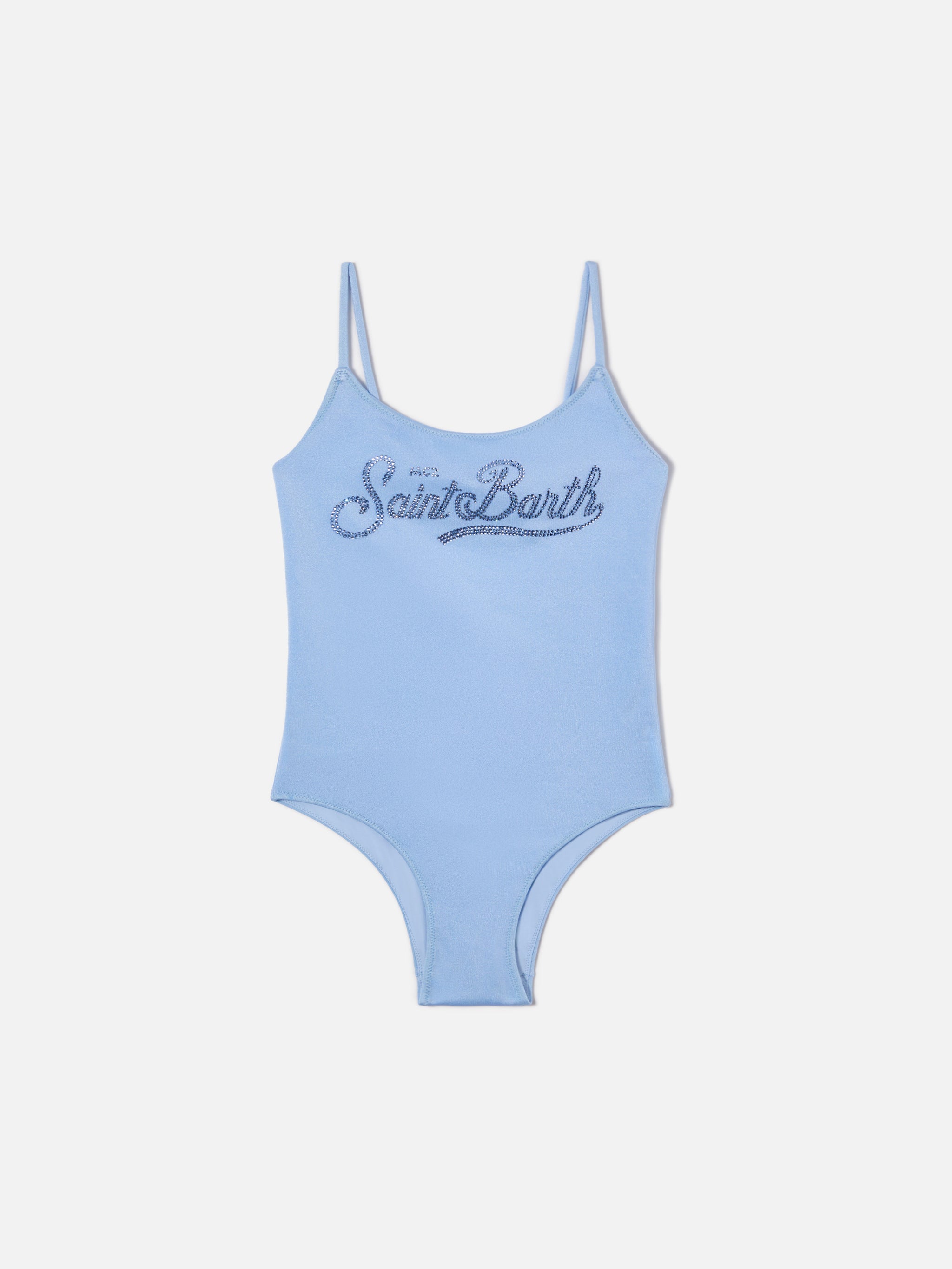 Cecille Jr One-Piece Swimsuit In Glossy Finish Fabric With Rhinestone Logo __single__ One Piece