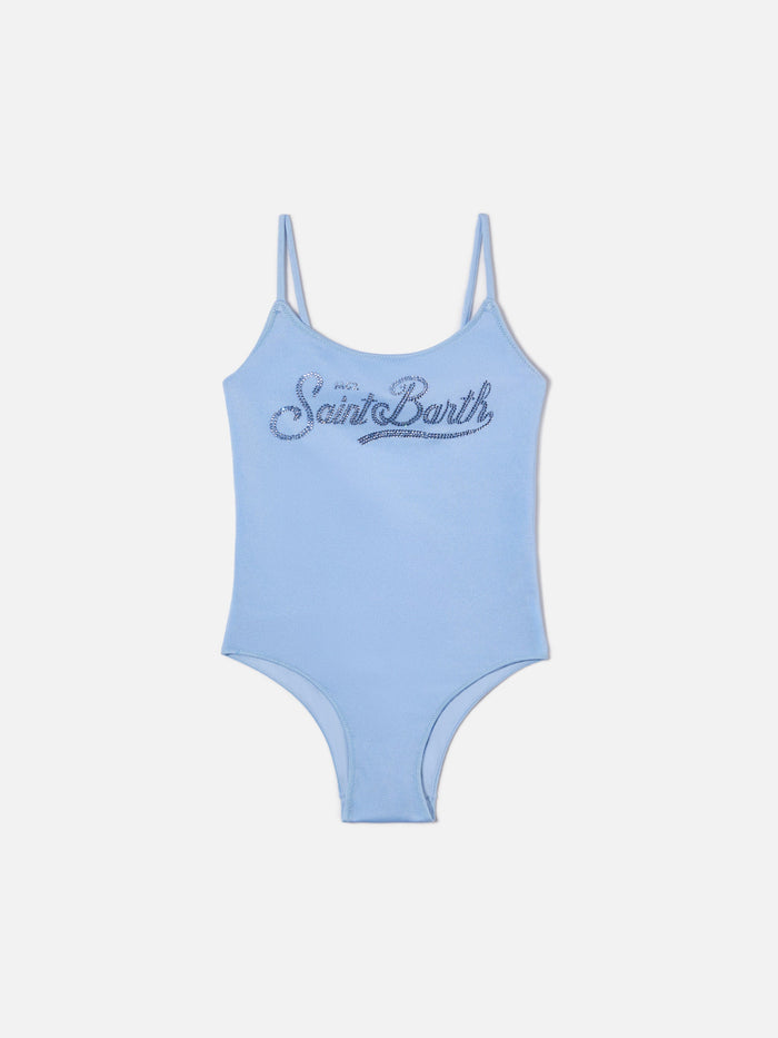 Cecille Jr One-Piece Swimsuit In Glossy Finish Fabric With Rhinestone Logo __single__ One Piece