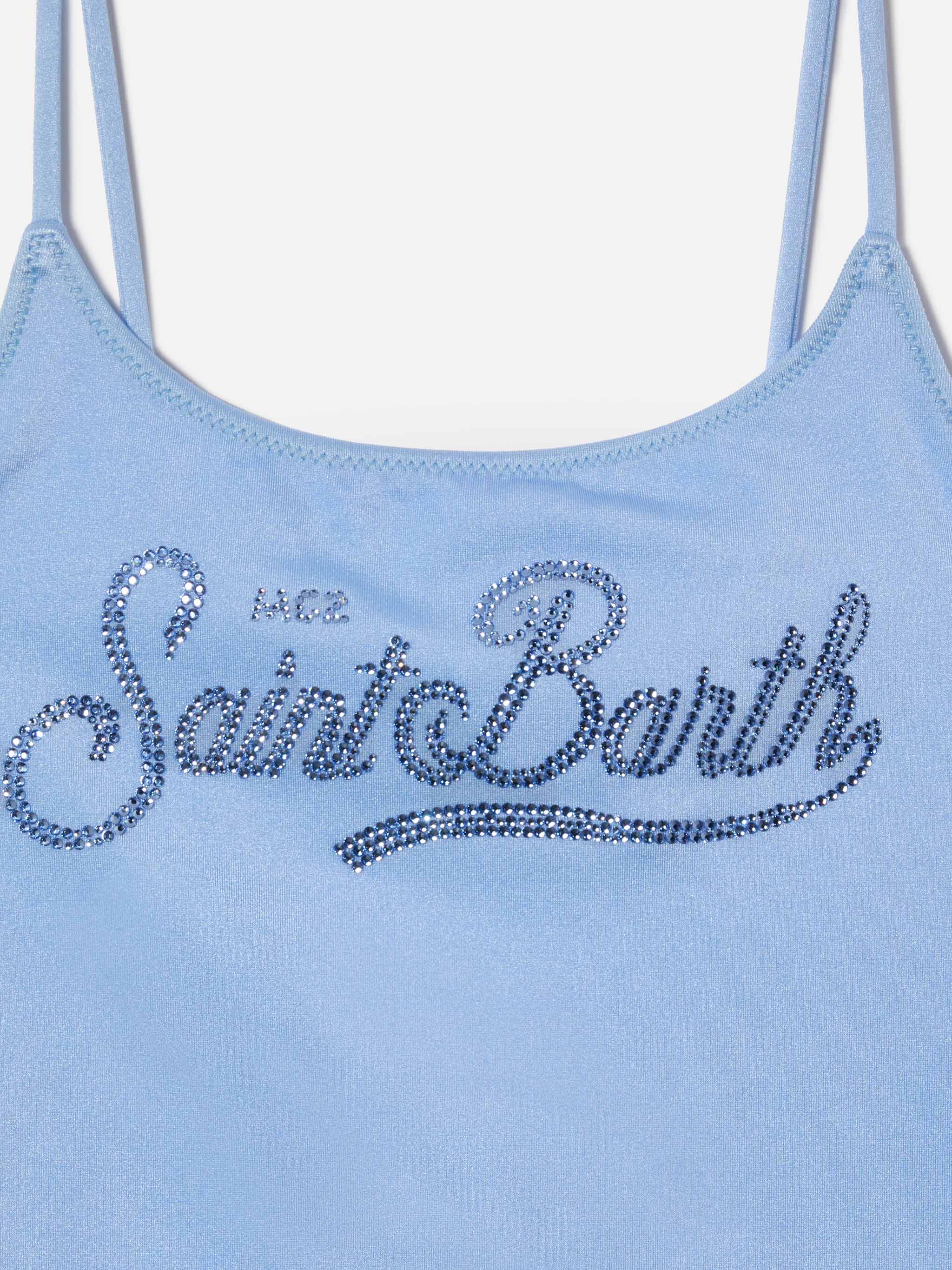Cecille Jr One-Piece Swimsuit In Glossy Finish Fabric With Rhinestone Logo __single__ One Piece