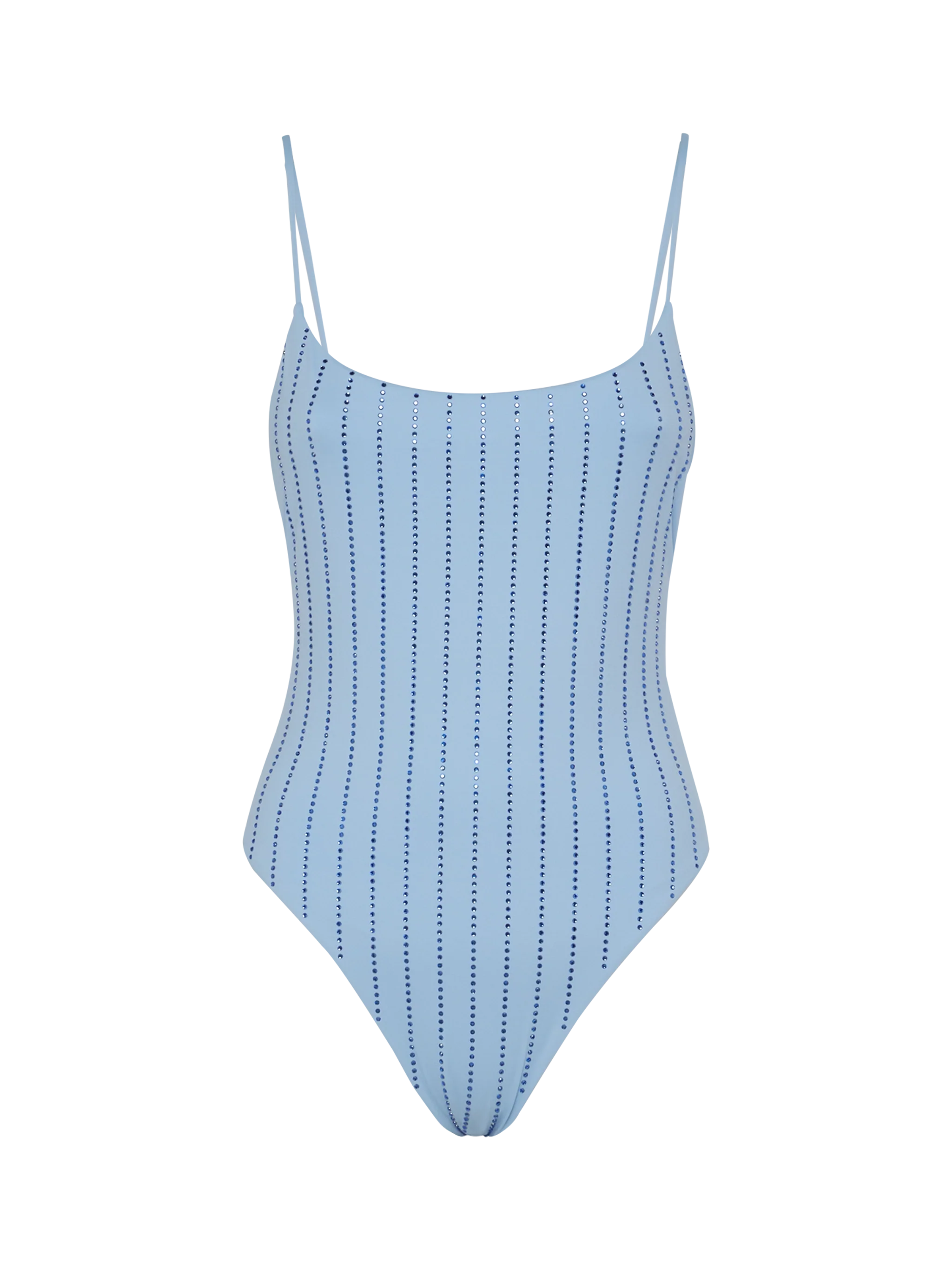 One-Piece Swimsuit Cecille With Rhinestone Striped Embellishment Blue One Piece