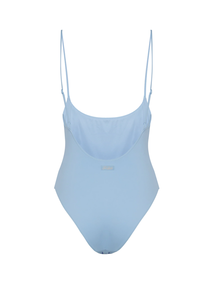 One-Piece Swimsuit Cecille With Rhinestone Striped Embellishment Blue One Piece