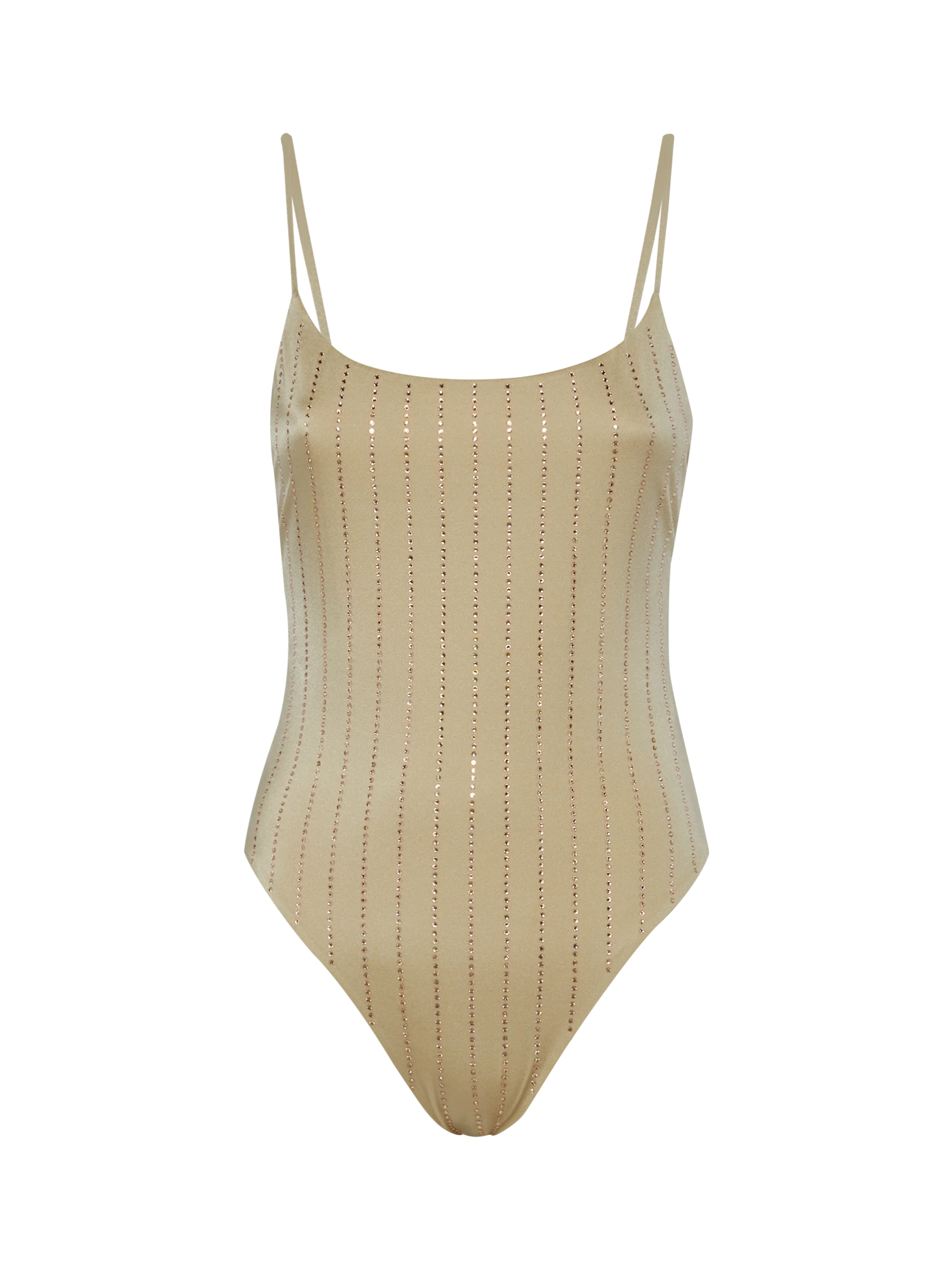 One-Piece Swimsuit Cecille With Rhinestone Striped Embellishment Yellow One Piece
