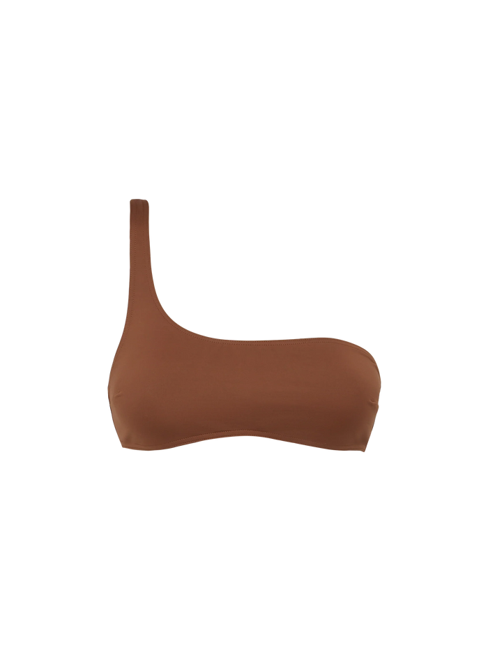 Celestine Brown One-Shoulder Bralette Top