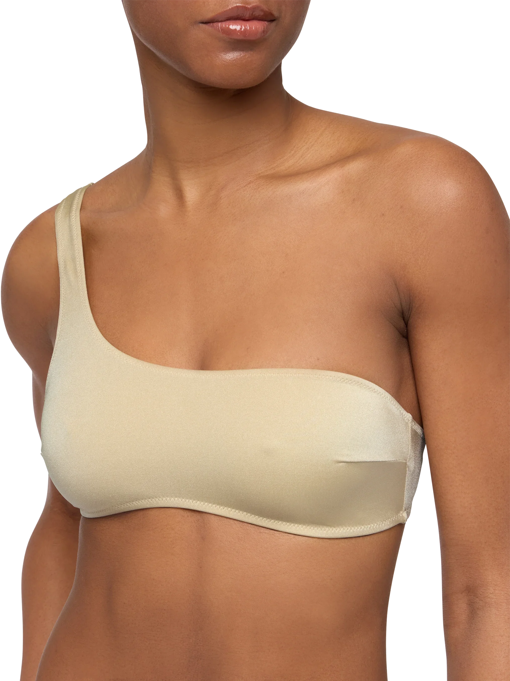 Celestine Shimmer Gold One-Shoulder Bralette Top Yellow