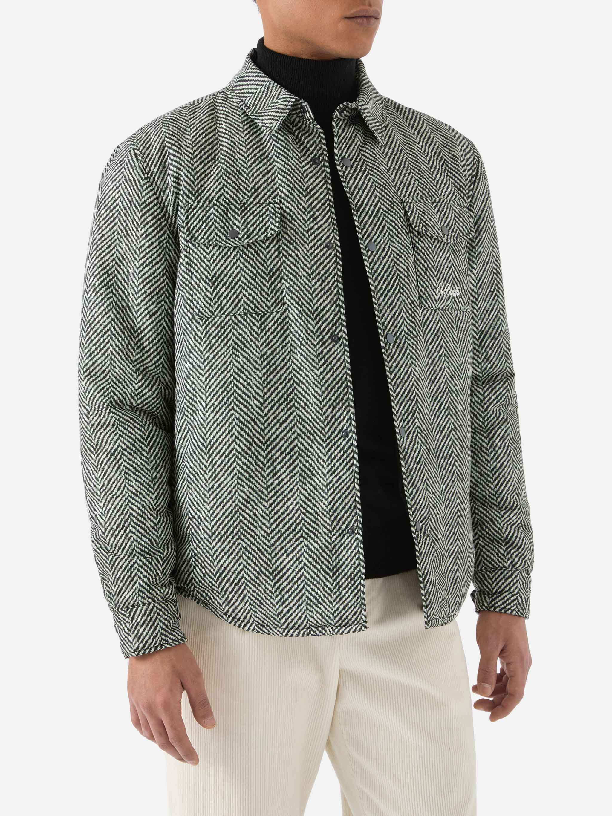 Technic Fabric Overshirt Chalet With Herringbone Print Black Jacket