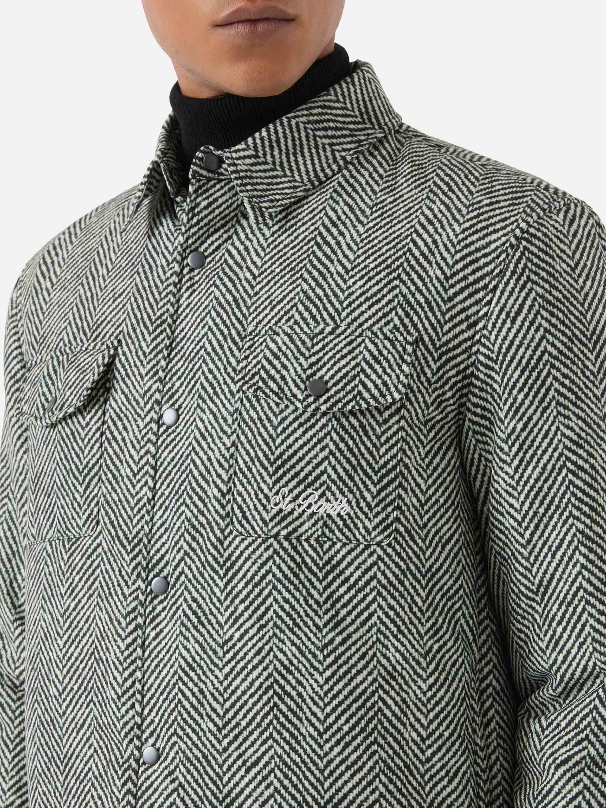 Technic Fabric Overshirt Chalet With Herringbone Print Black Jacket
