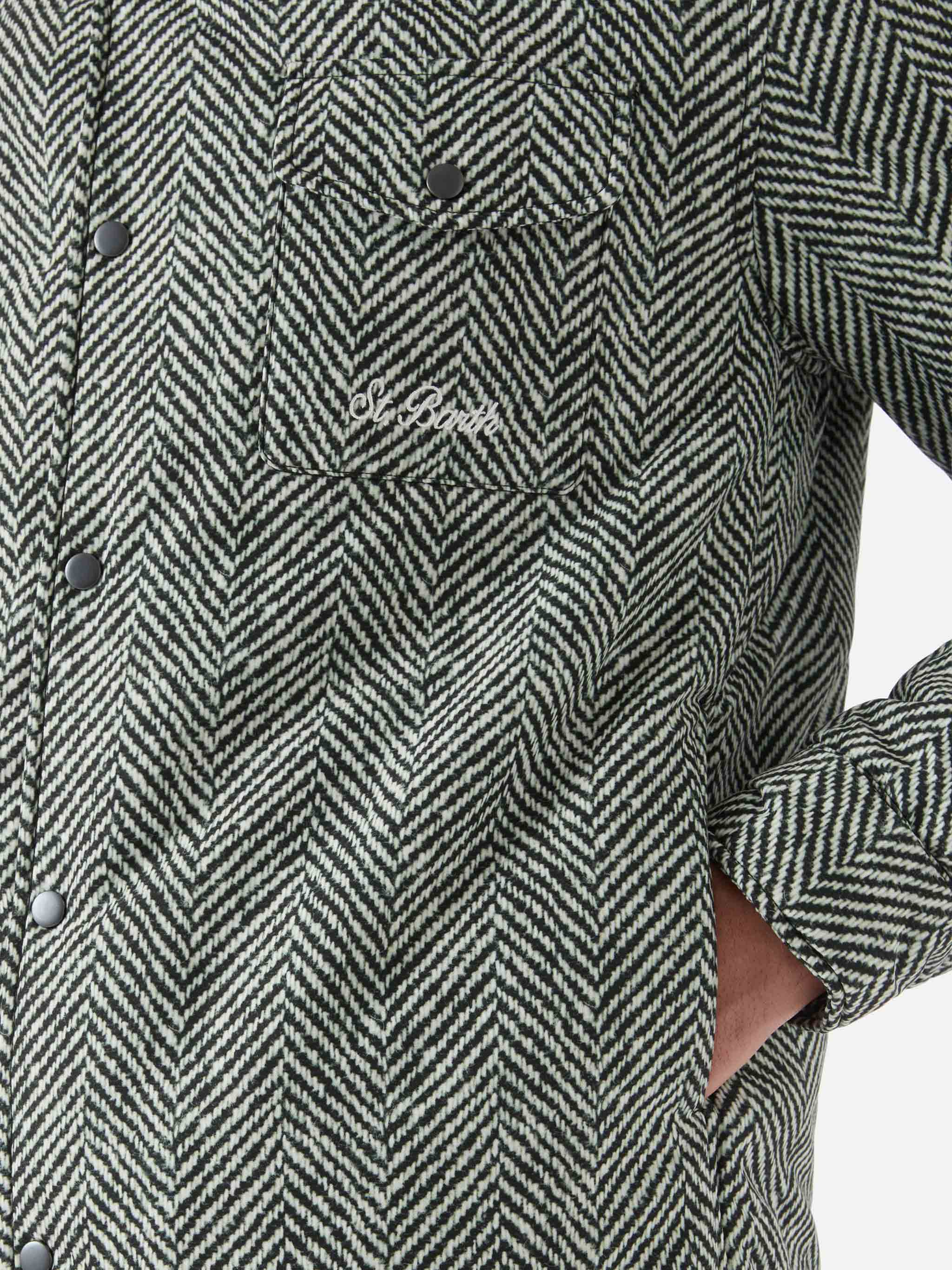 Technic Fabric Overshirt Chalet With Herringbone Print Black Jacket