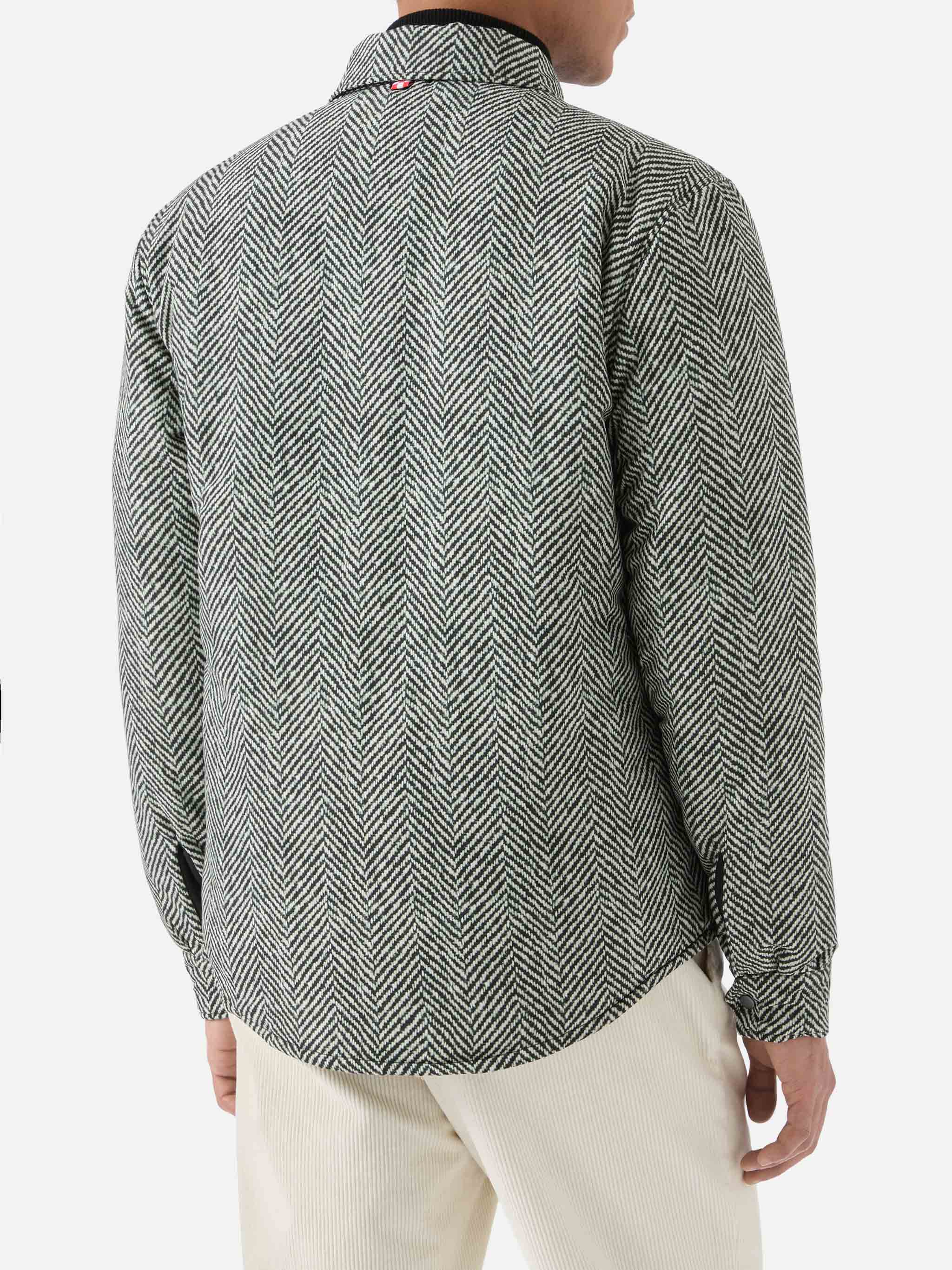 Technic Fabric Overshirt Chalet With Herringbone Print Black Jacket