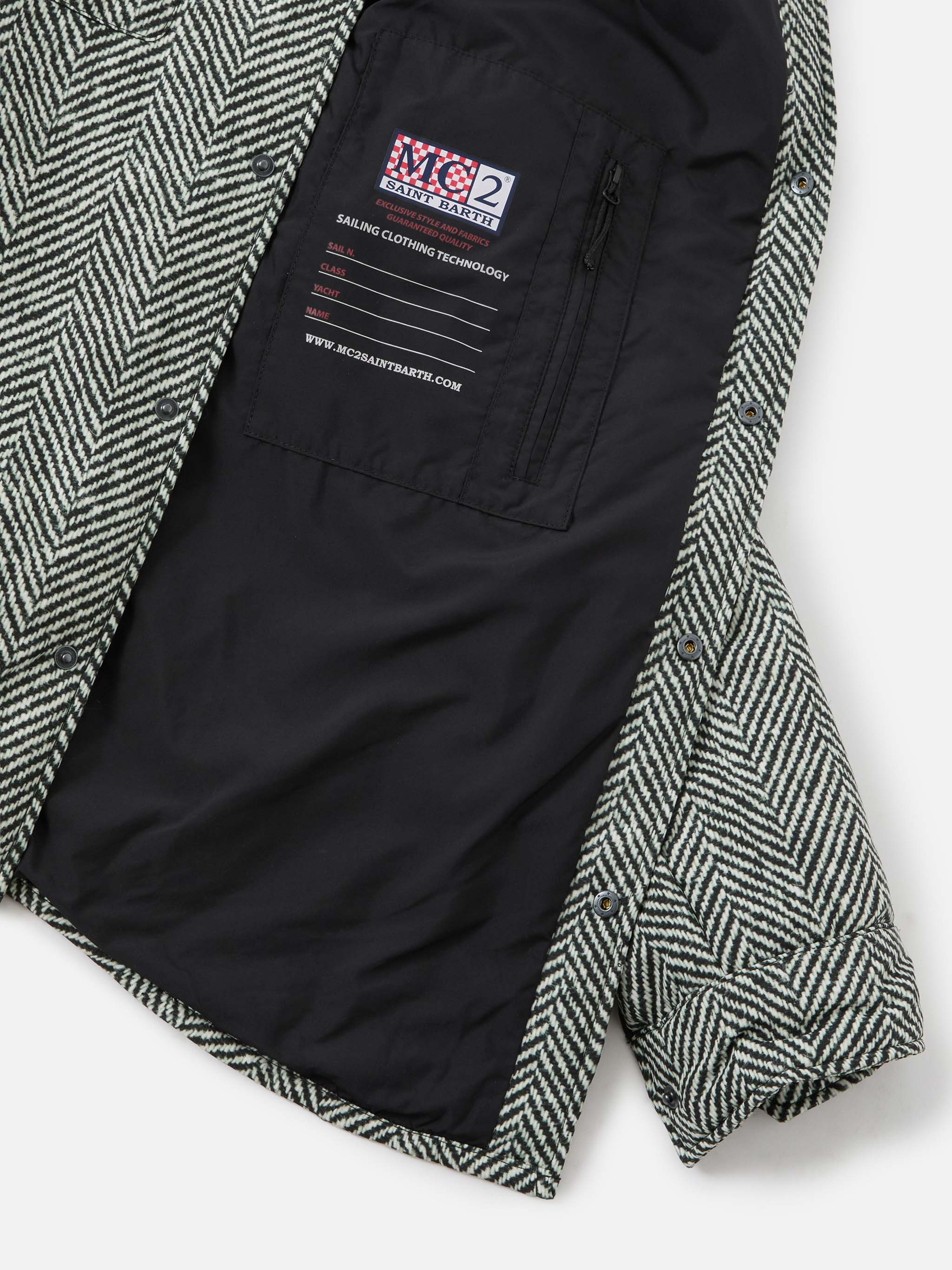 Technic Fabric Overshirt Chalet With Herringbone Print Black Jacket