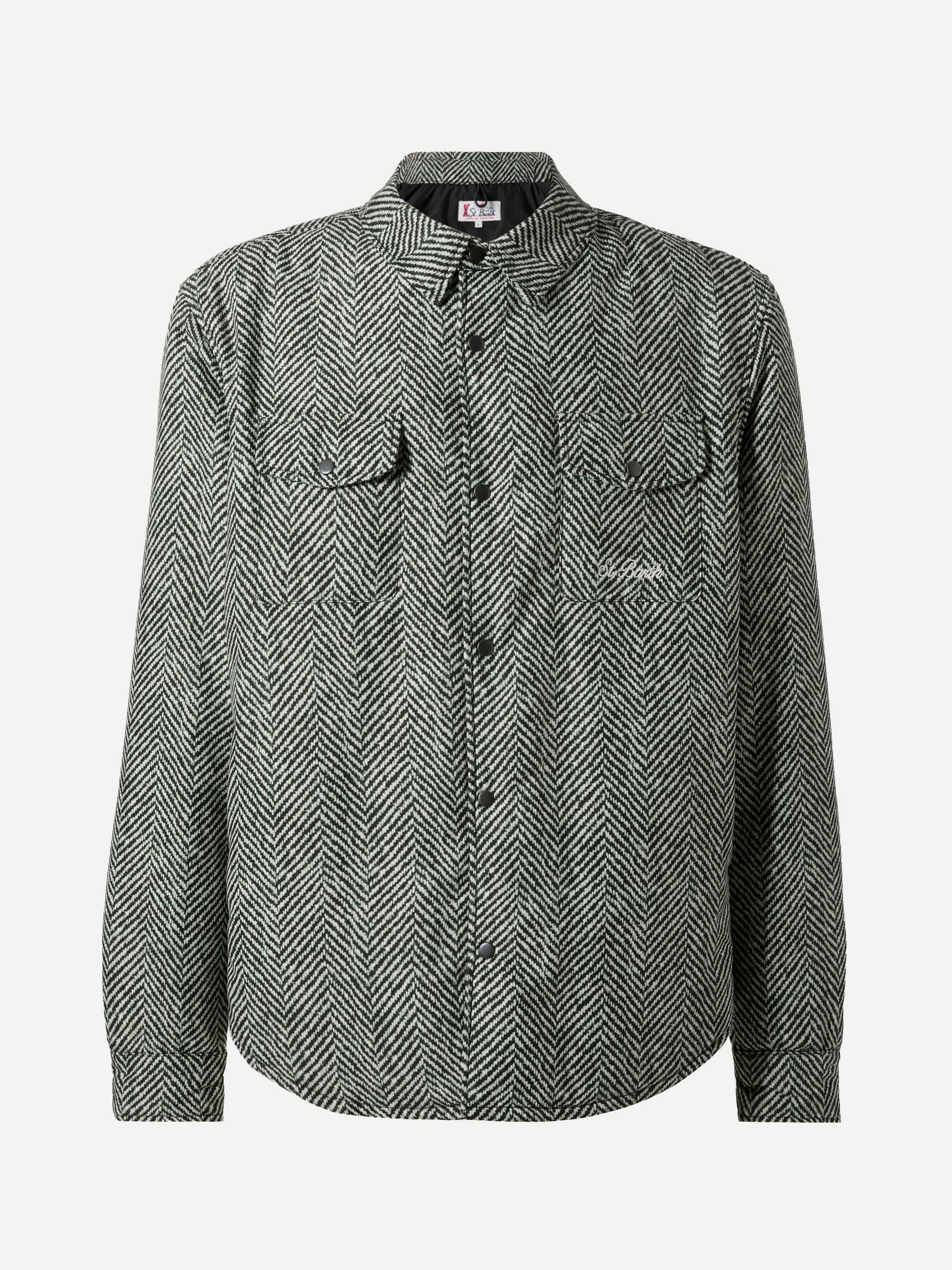 Technic Fabric Overshirt Chalet With Herringbone Print Black Jacket