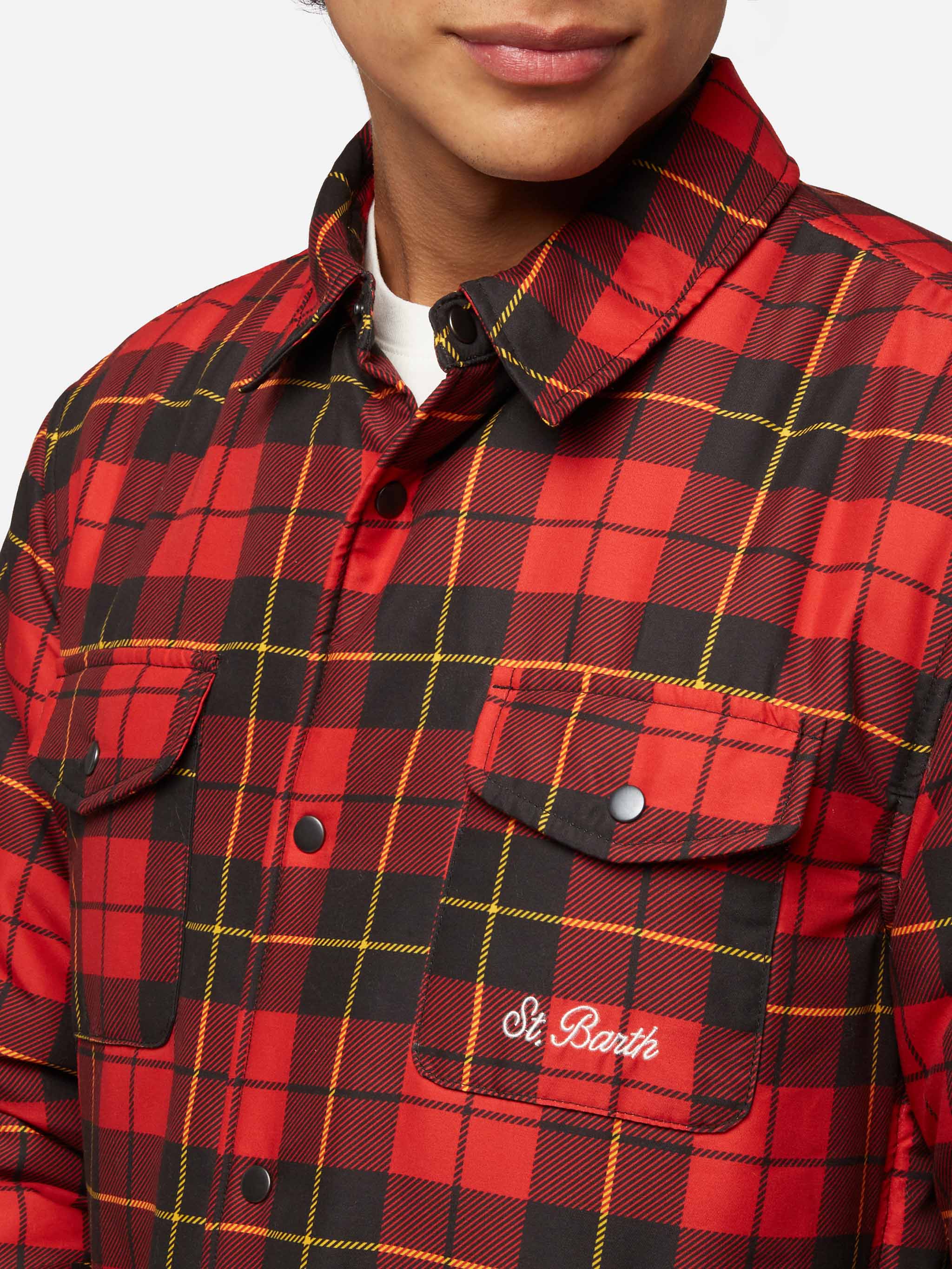 Technic Fabric Overshirt Chalet With Check Print Red Jacket