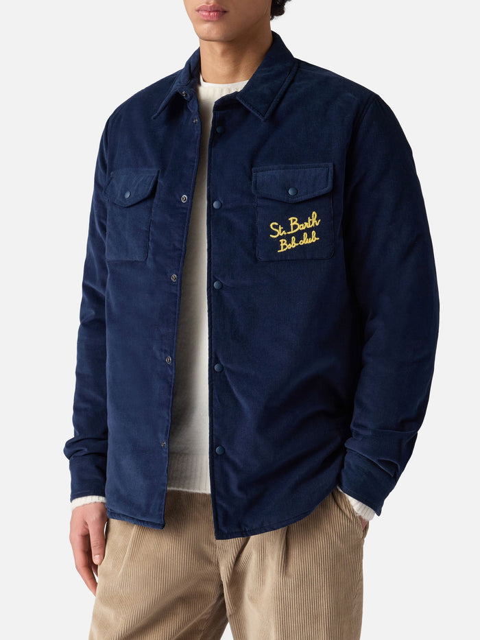 Overshirt Chalet With Pocket And St. Barth Bob Club Embroidery Blue Jacket