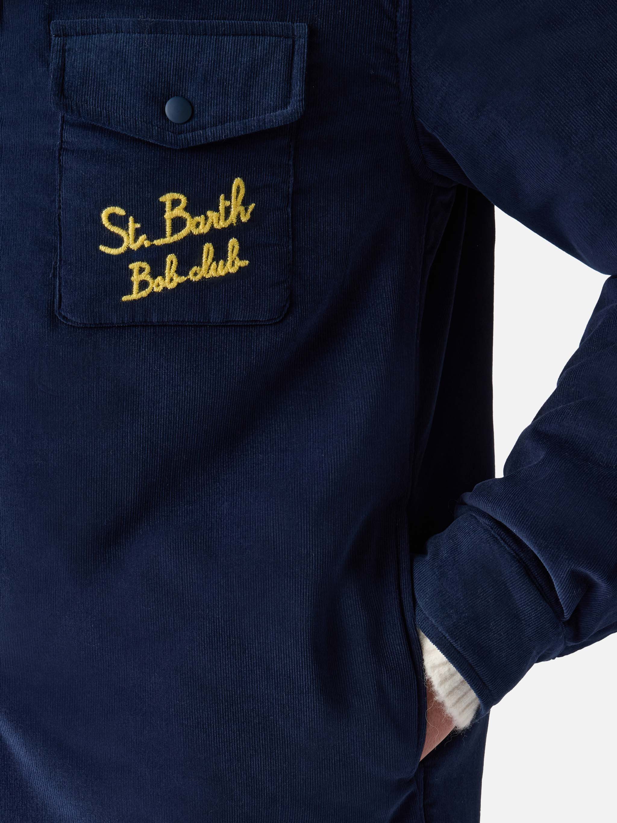 Overshirt Chalet With Pocket And St. Barth Bob Club Embroidery Blue Jacket