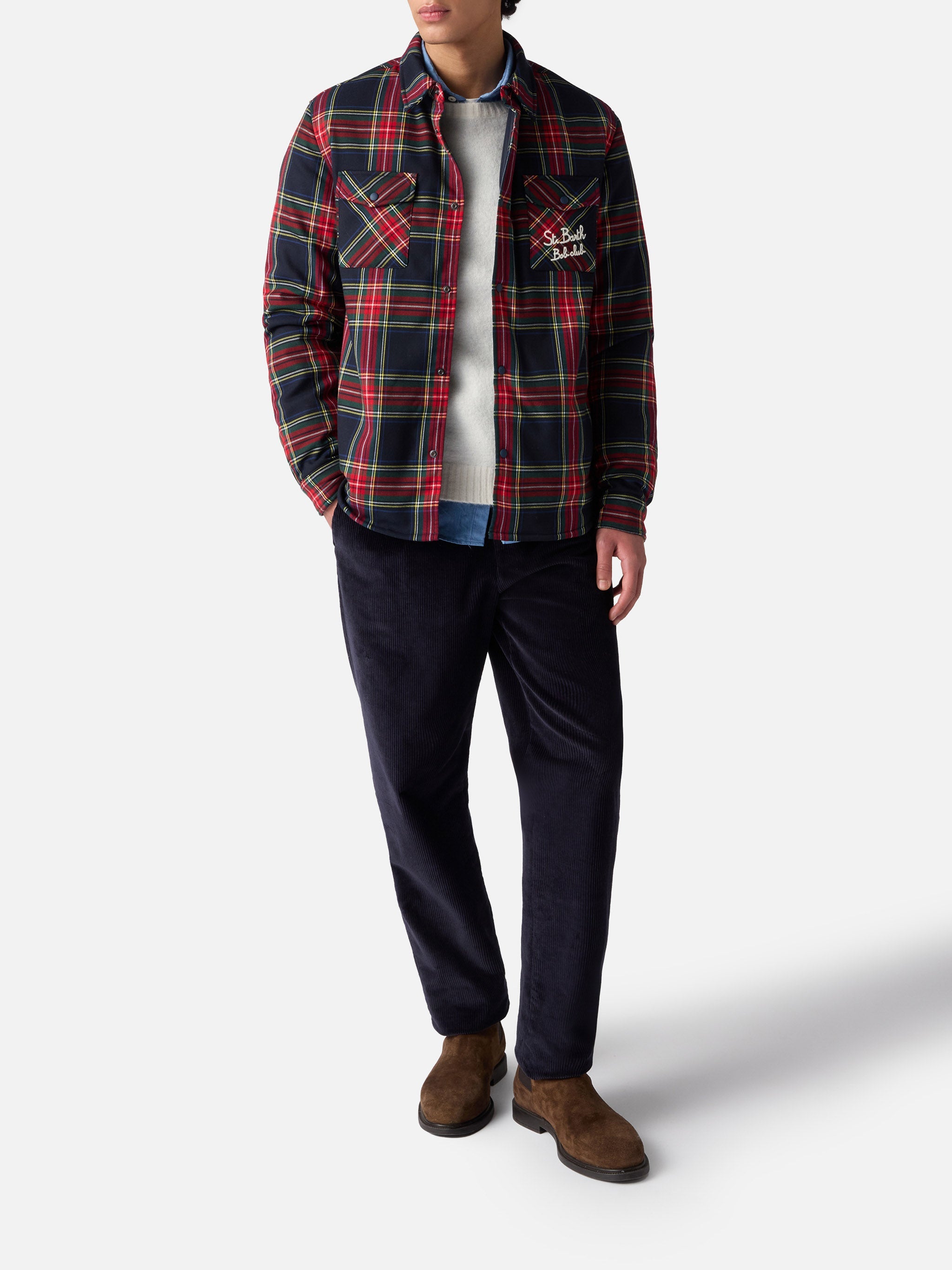 Overshirt Chalet With Pocket And St. Barth Bob Club Embroidery Blue Jacket