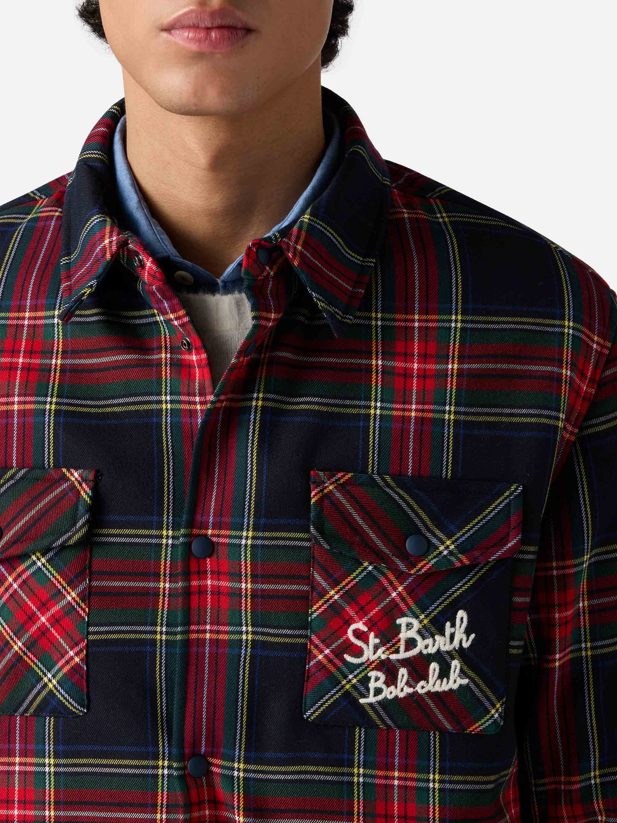 Overshirt Chalet With Pocket And St. Barth Bob Club Embroidery Blue Jacket