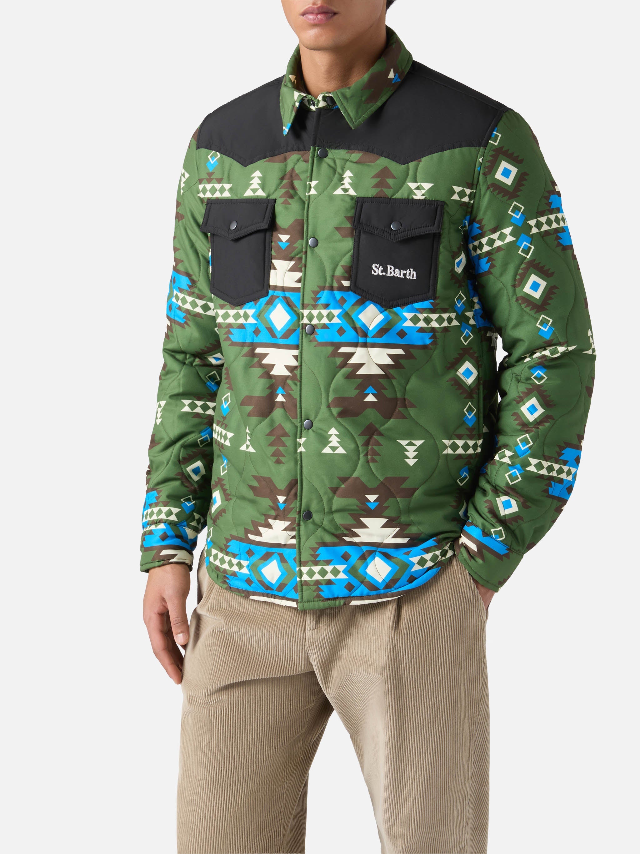 Padded Overshirt Chalet With Patch Pockets Green Jacket