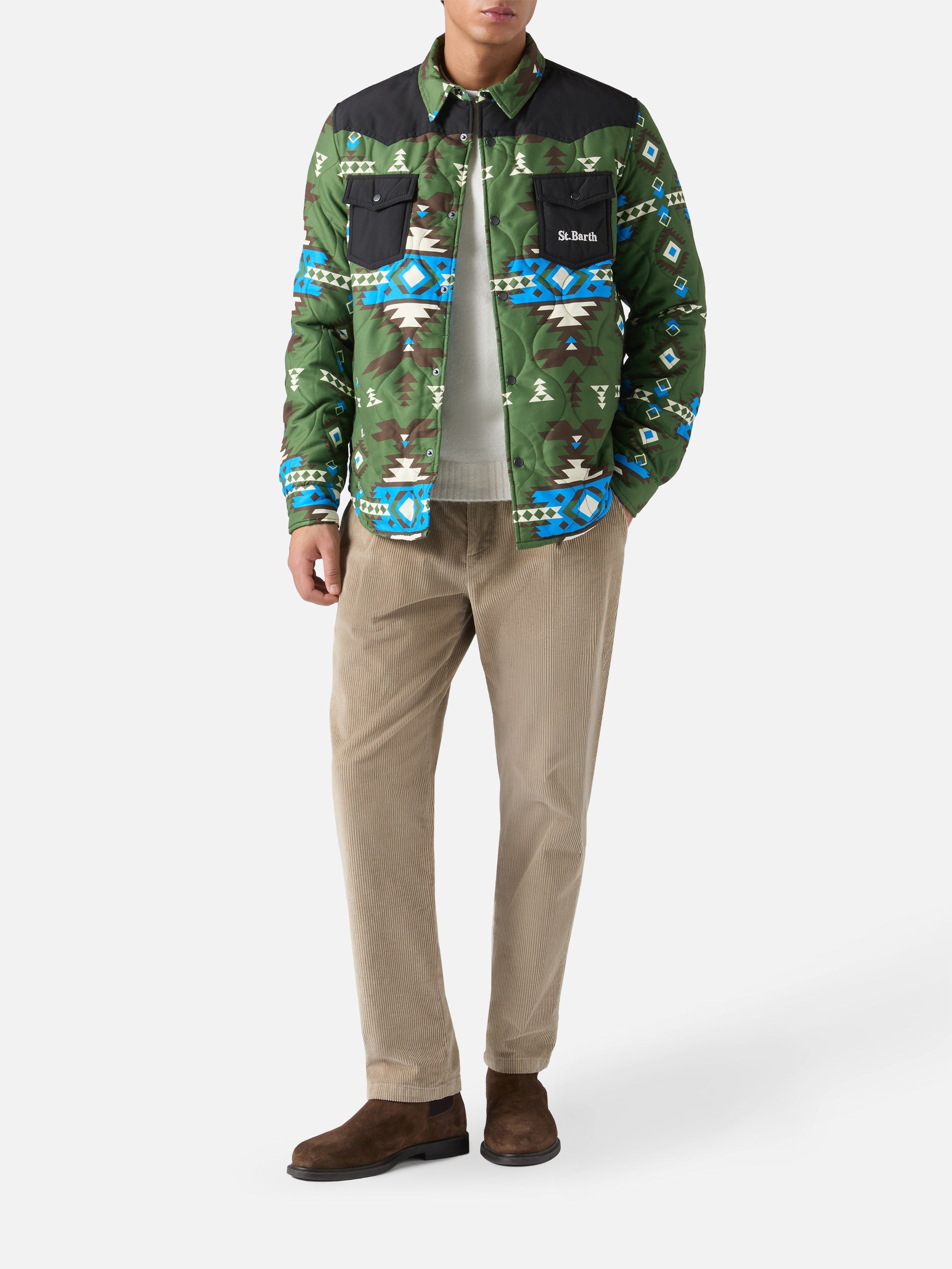Padded Overshirt Chalet With Patch Pockets Green Jacket