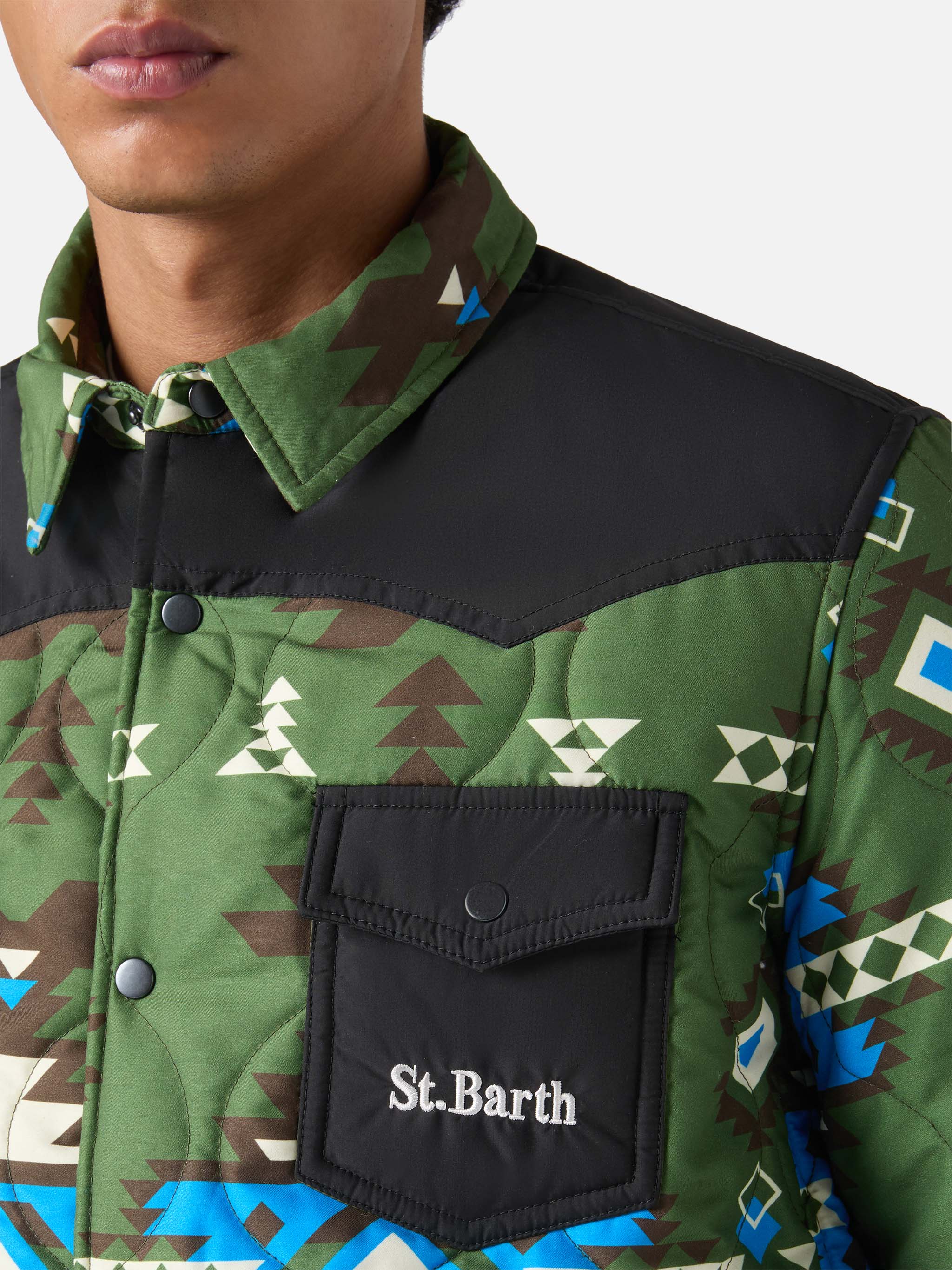 Padded Overshirt Chalet With Patch Pockets Green Jacket