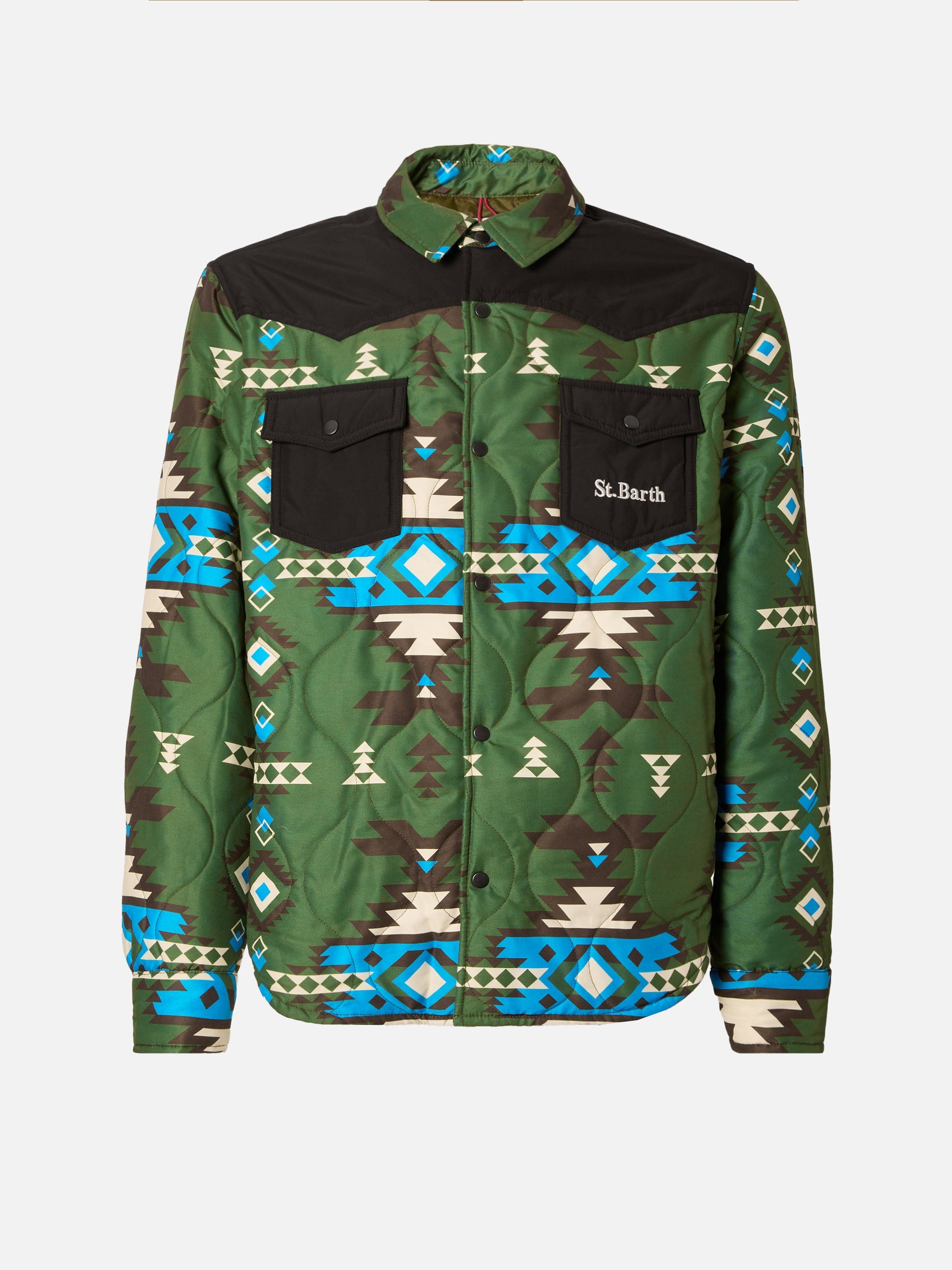 Padded Overshirt Chalet With Patch Pockets Green Jacket