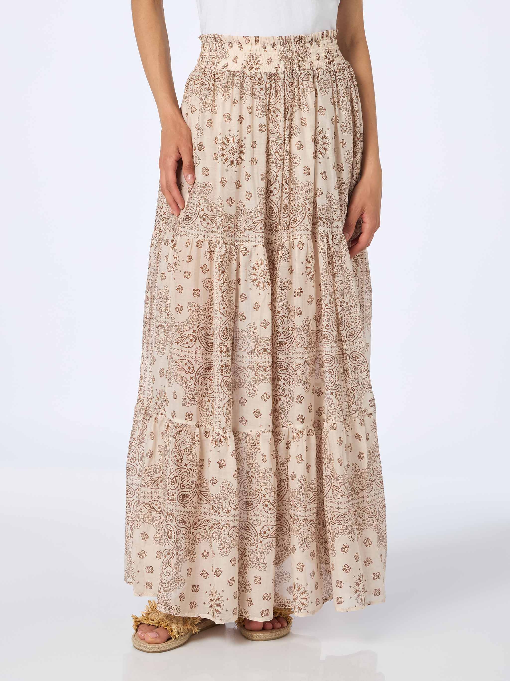 Cheyenne Cotton And Silk Bandana Skirt White