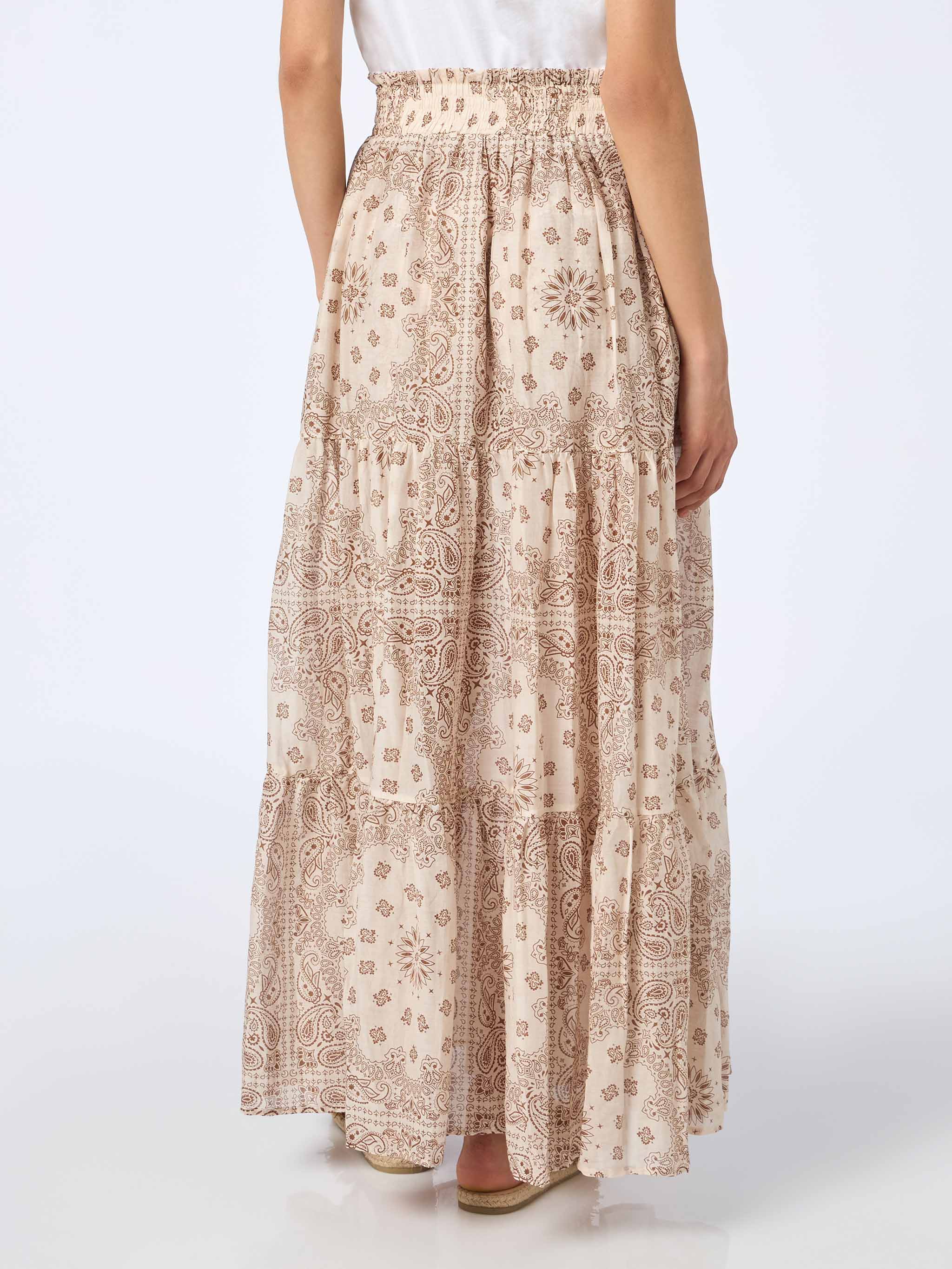 Cheyenne Cotton And Silk Bandana Skirt White