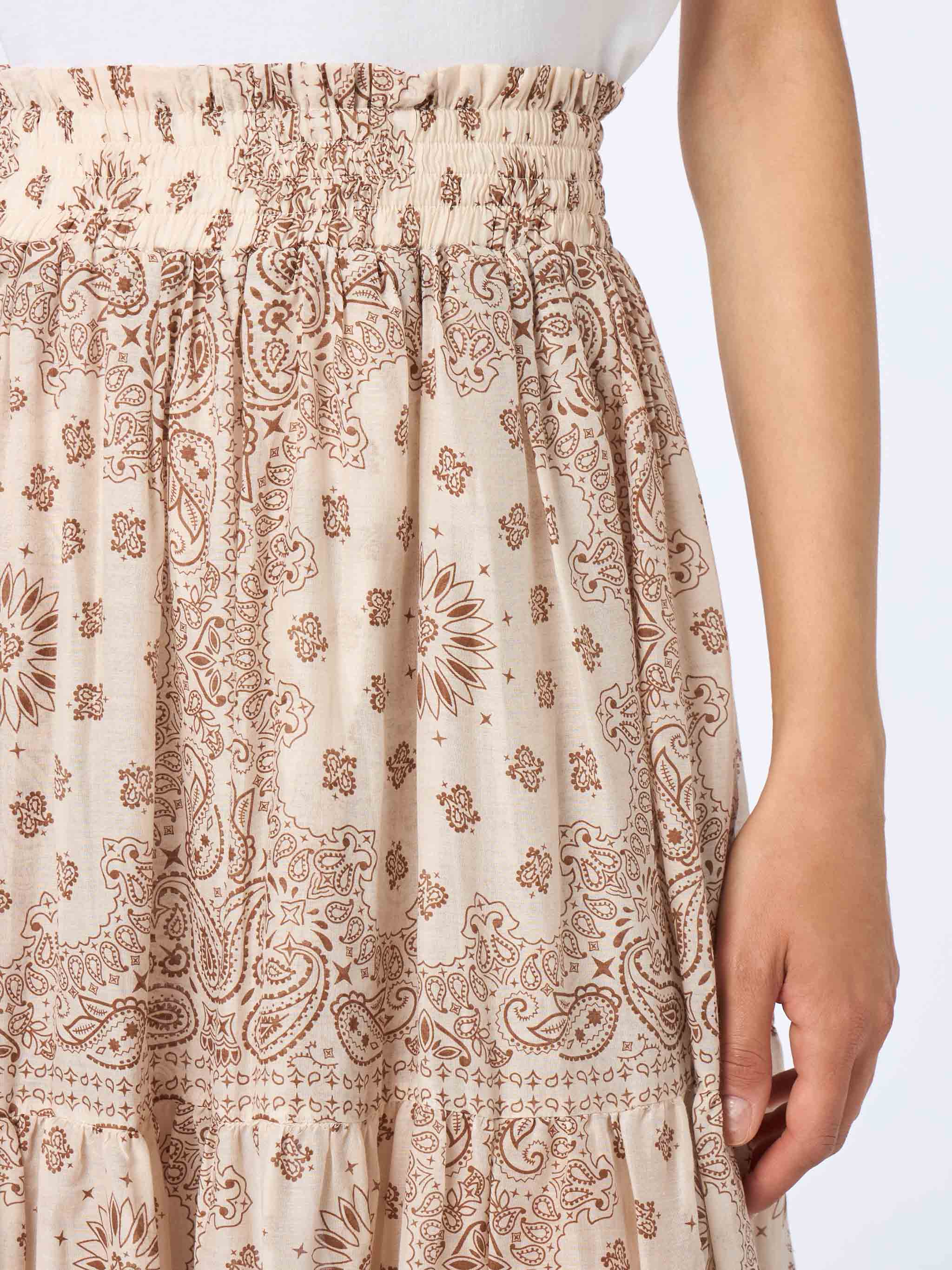 Cheyenne Cotton And Silk Bandana Skirt White