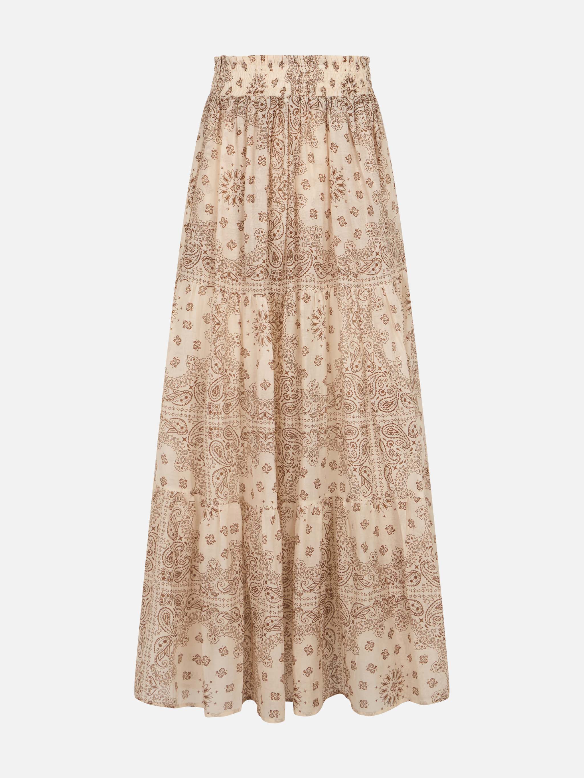 Cheyenne Cotton And Silk Bandana Skirt White