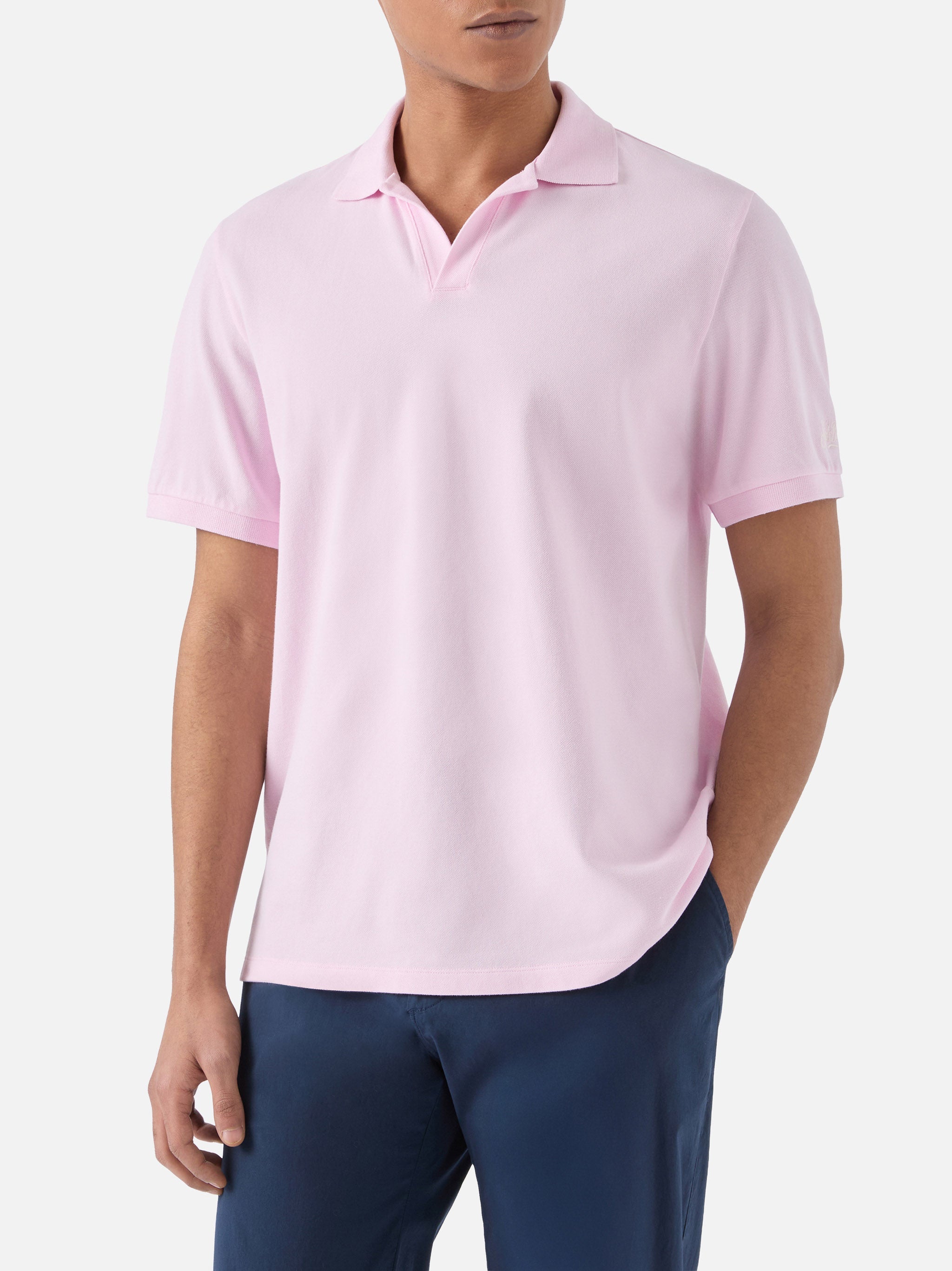 Pink Charles Polo Solid Cotton Piquet Shirt