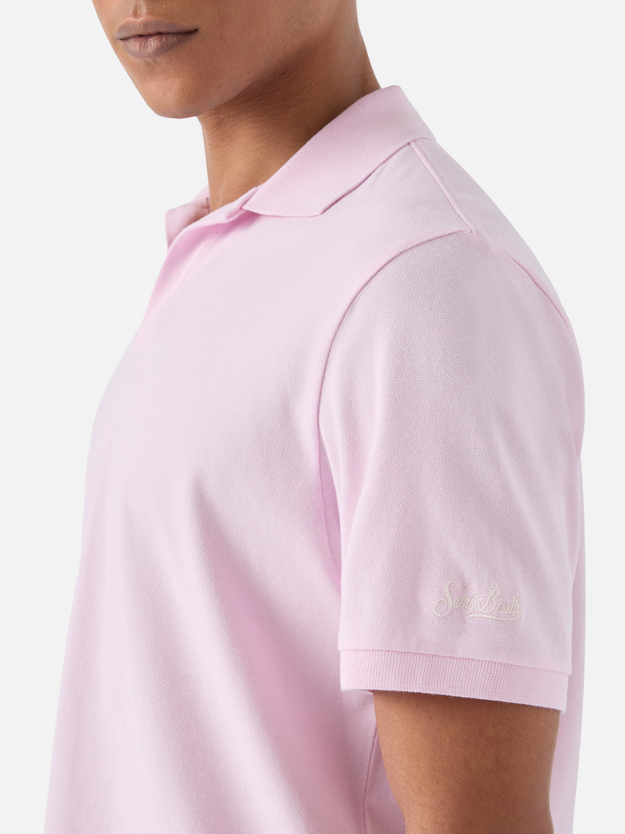 Pink Charles Polo Solid Cotton Piquet Shirt