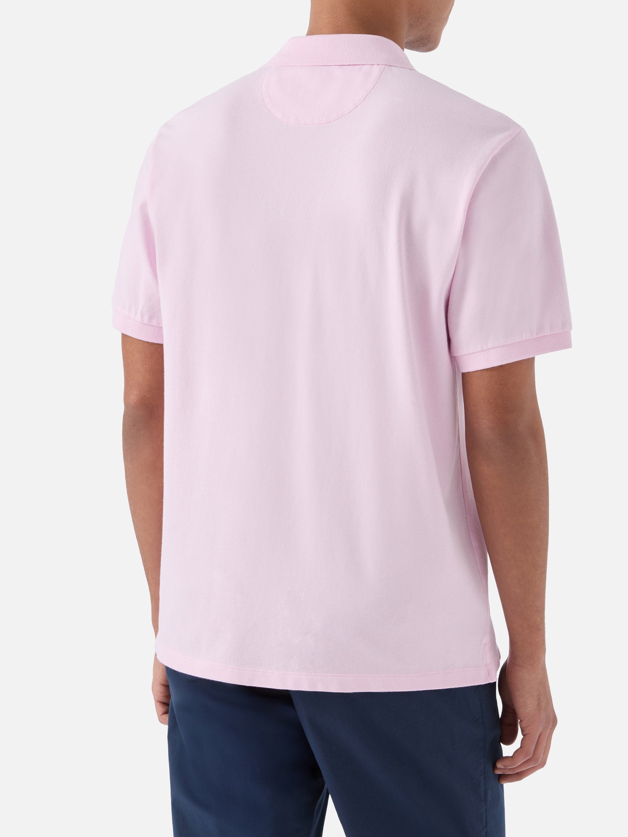 Pink Charles Polo Solid Cotton Piquet Shirt
