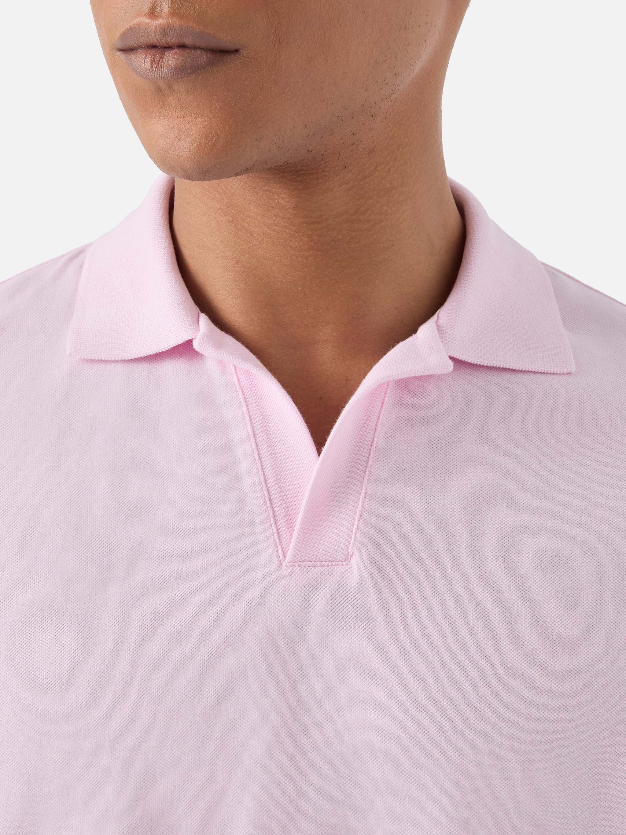 Pink Charles Polo Solid Cotton Piquet Shirt