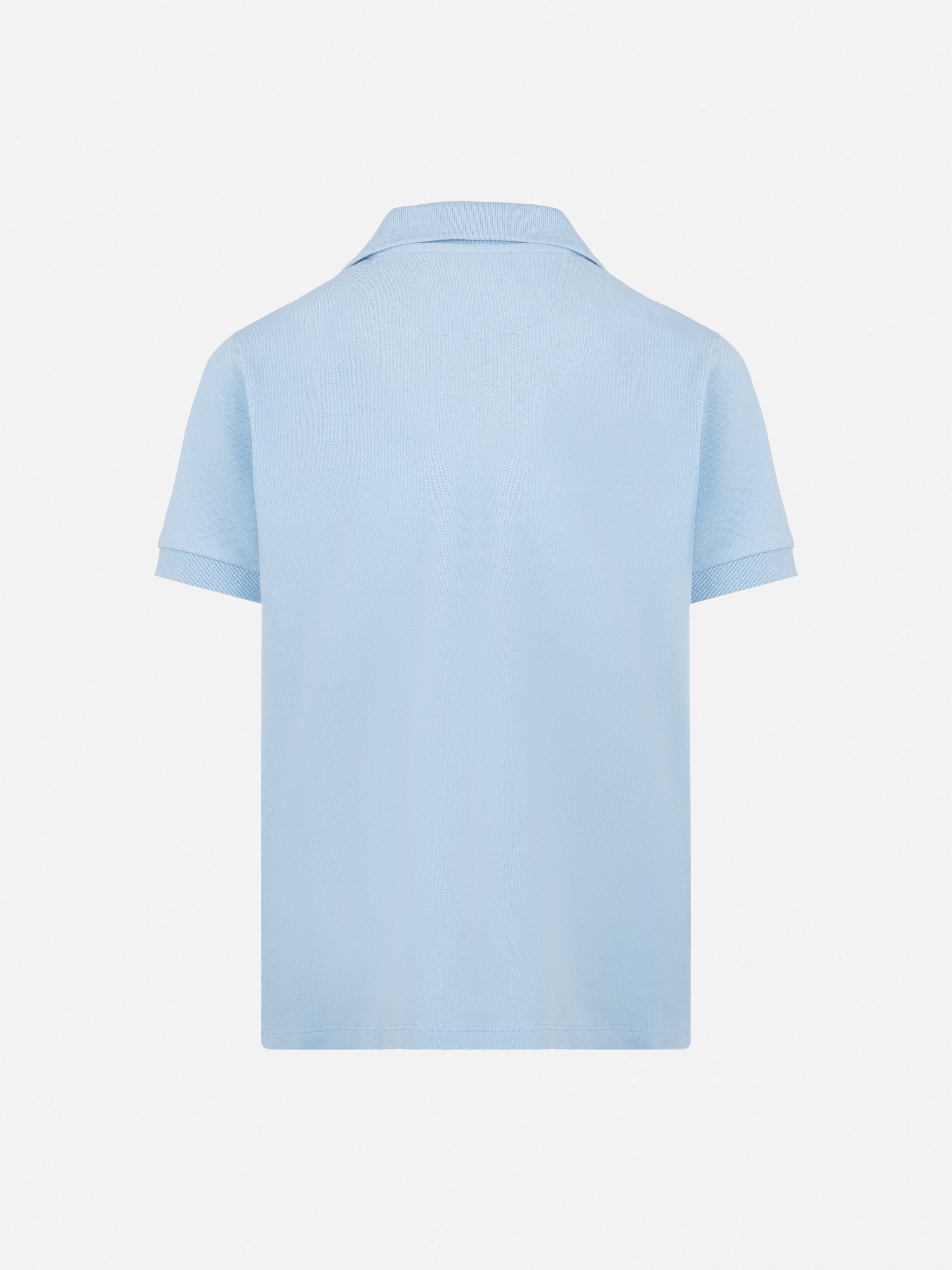 Light Blue Cotton Piquet Buttonless Polo Shirt Charles Jr Sky