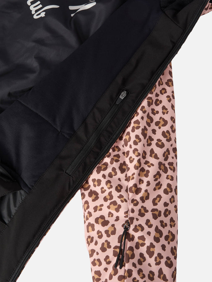 Ski Jacket Chavanette With Leopard Print Pink