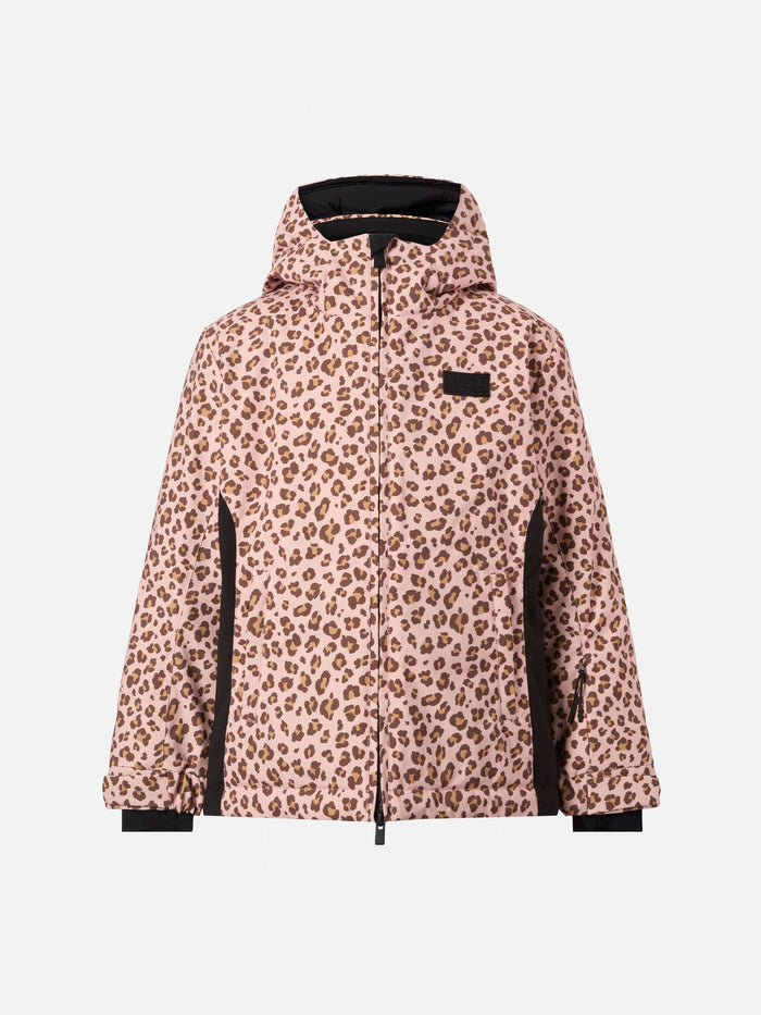 Ski Jacket Chavanette With Leopard Print Pink