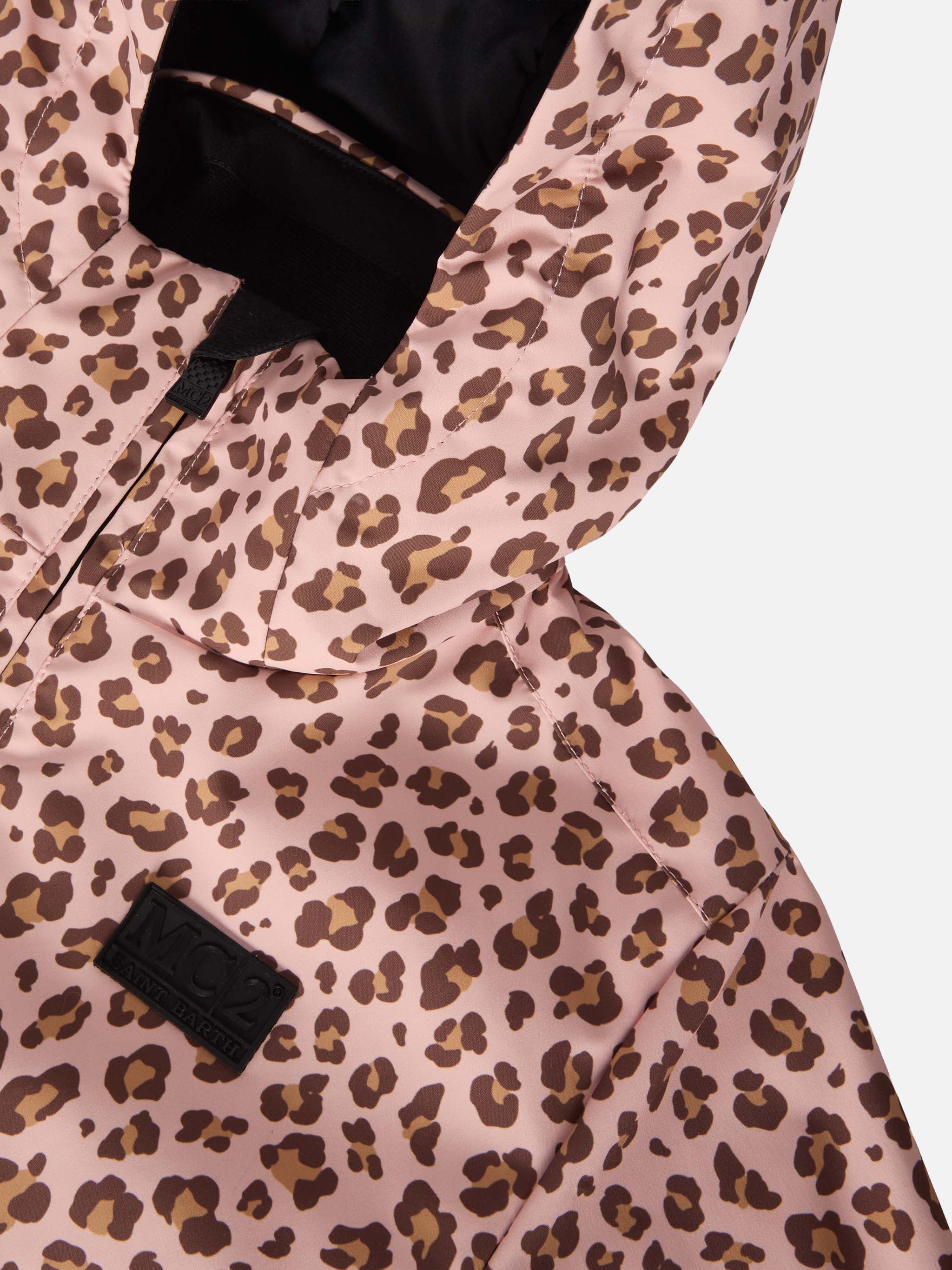 Ski Jacket Chavanette With Leopard Print Pink
